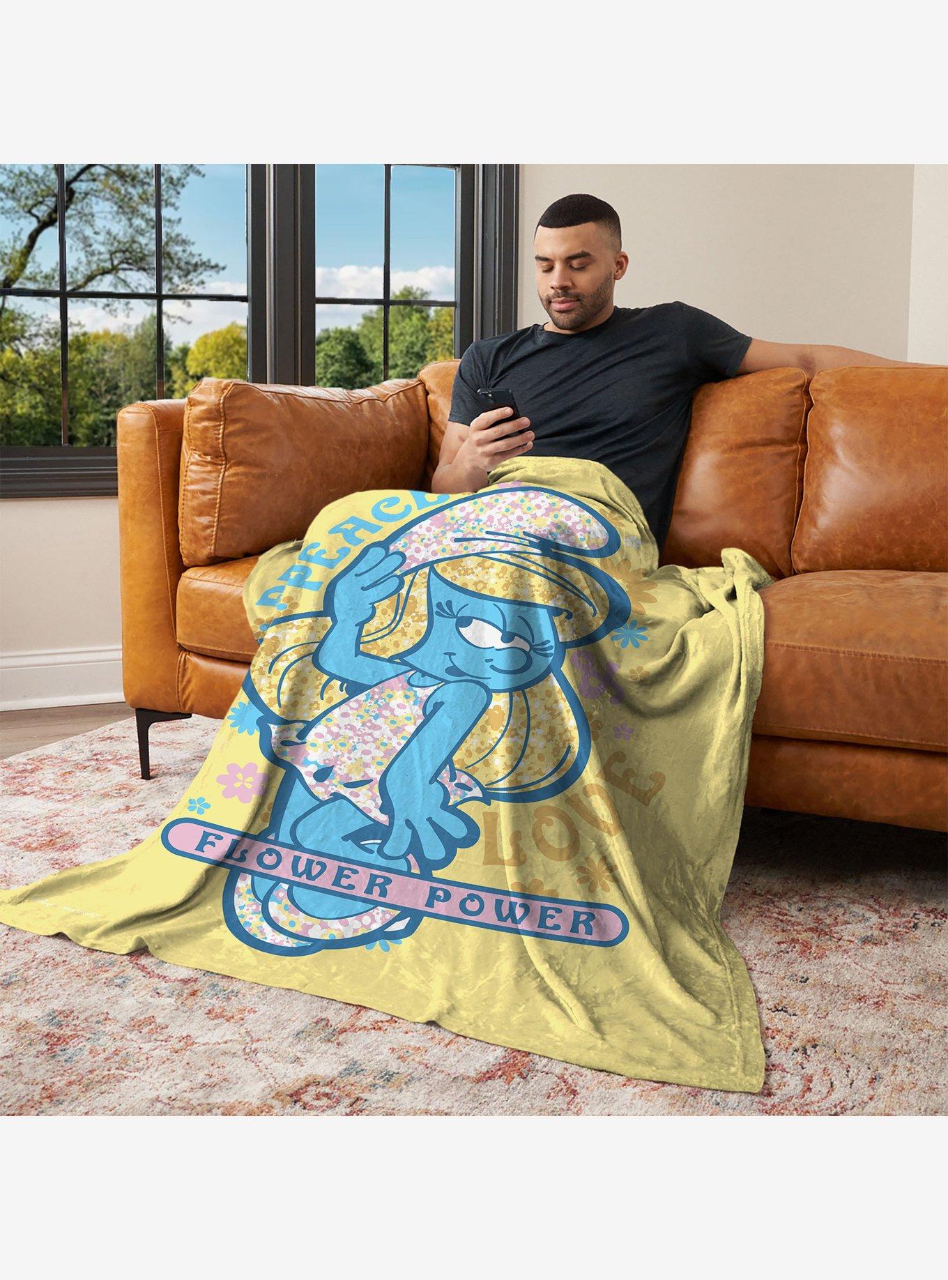 Smurfs Smurfette Peace Love Flower Power Silk Touch Throw Blanket, , alternate