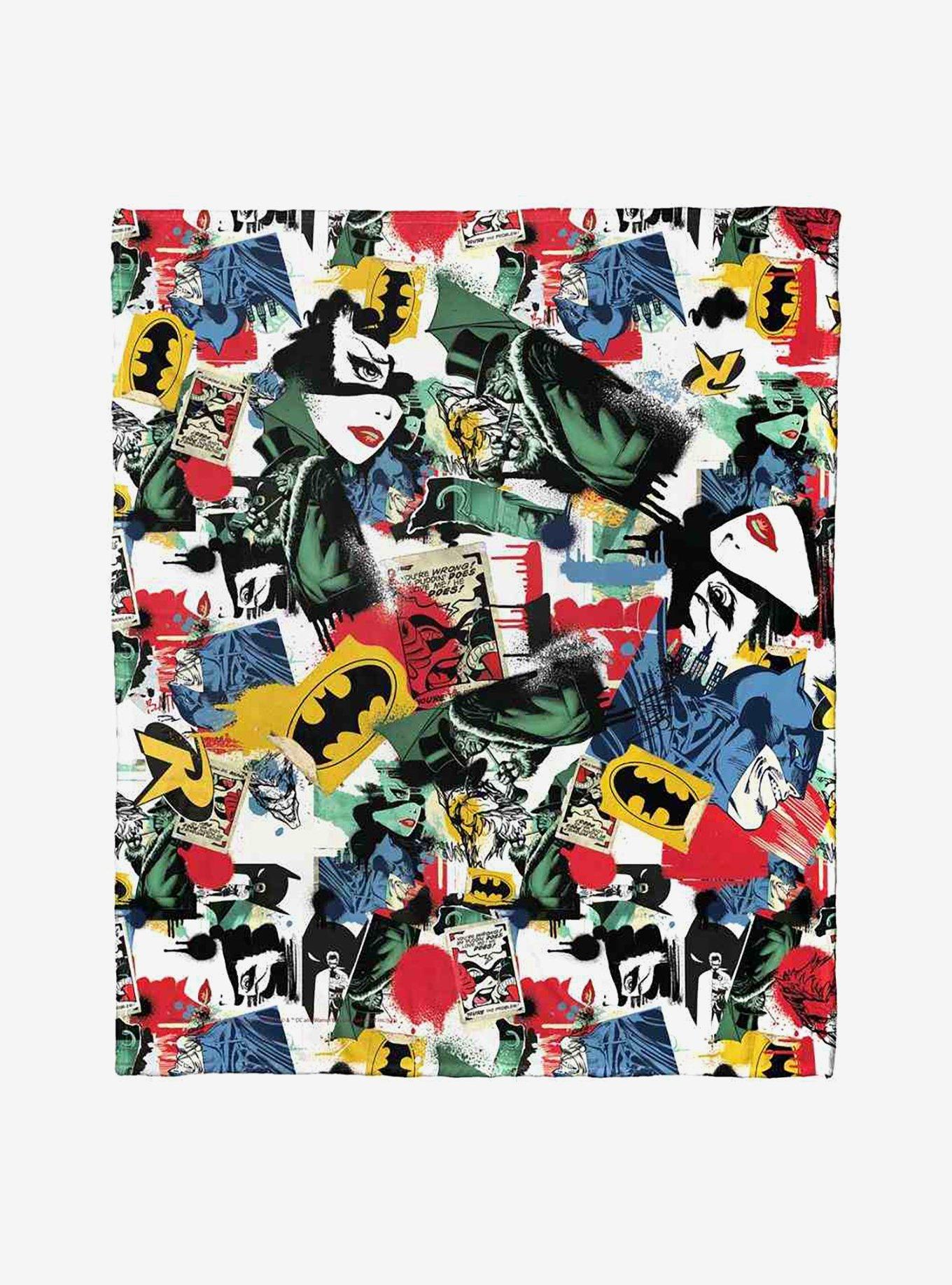 DC Comics Batman Sticker Collage Silk Touch Throw Blanket, , hi-res