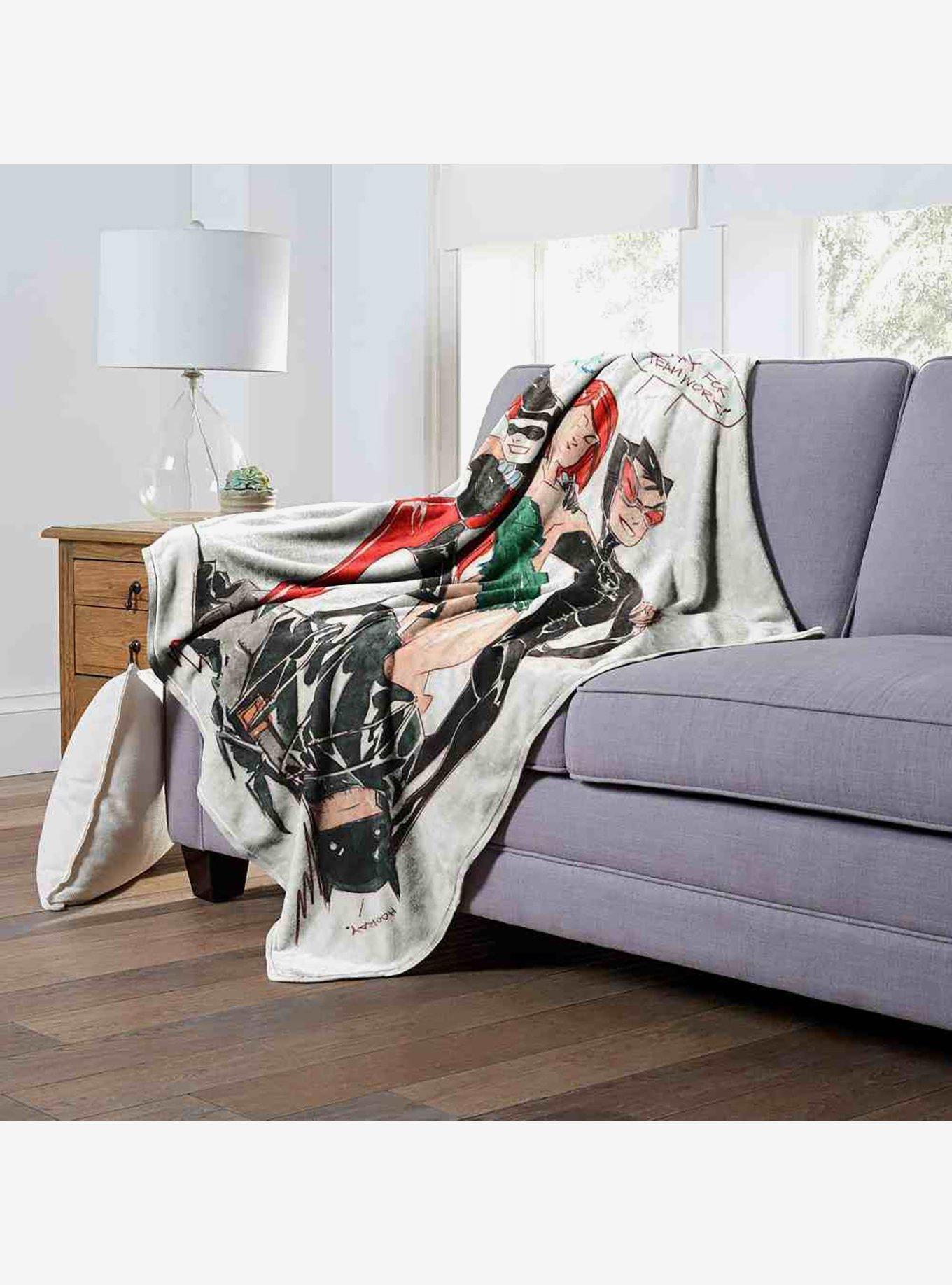 DC Comics Batman Hooray For Teamwork Silk Touch Throw Blanket, , alternate