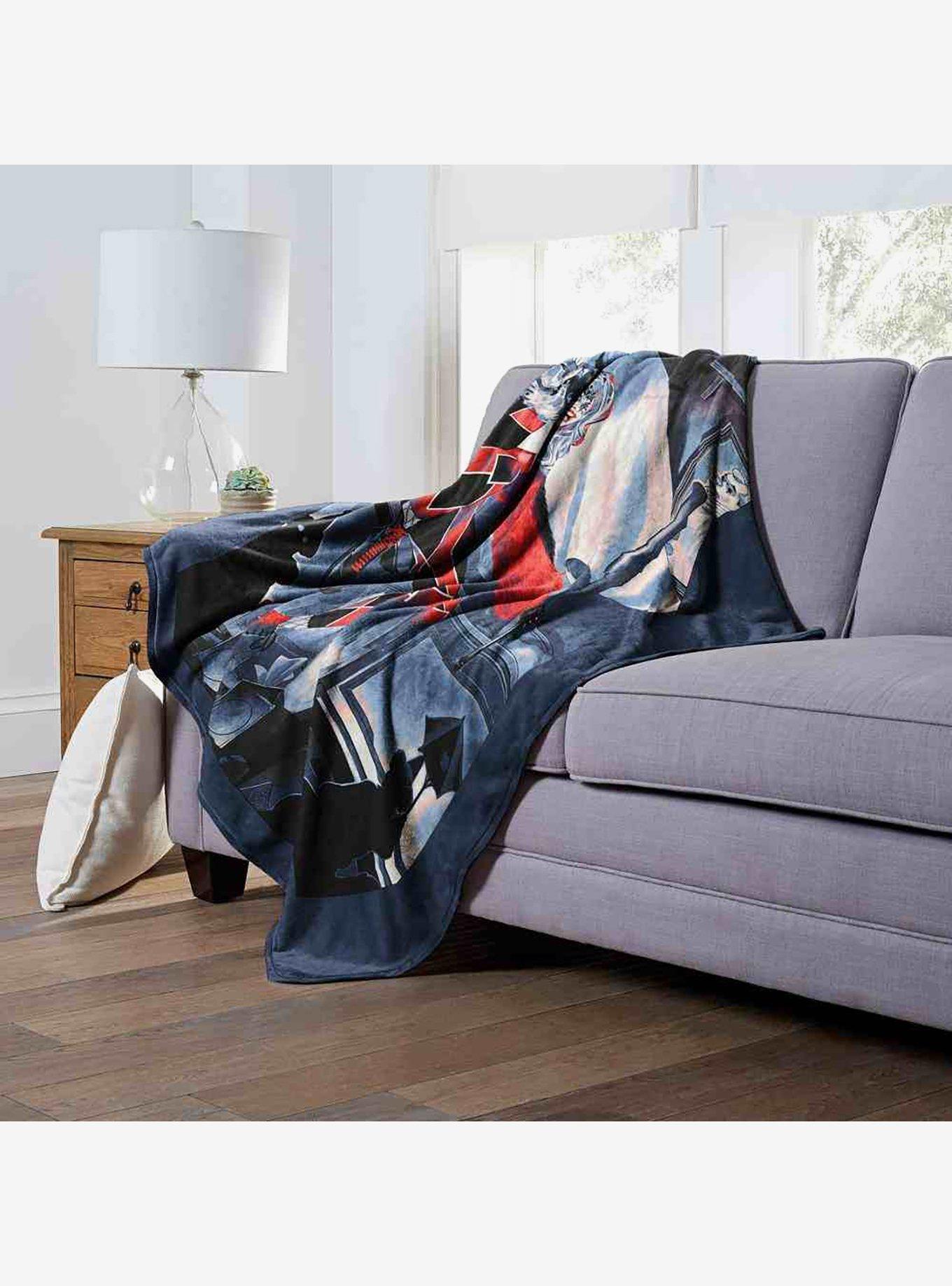DC Comics Batman Harley Breaking Glass Silk Touch Throw Blanket, , alternate