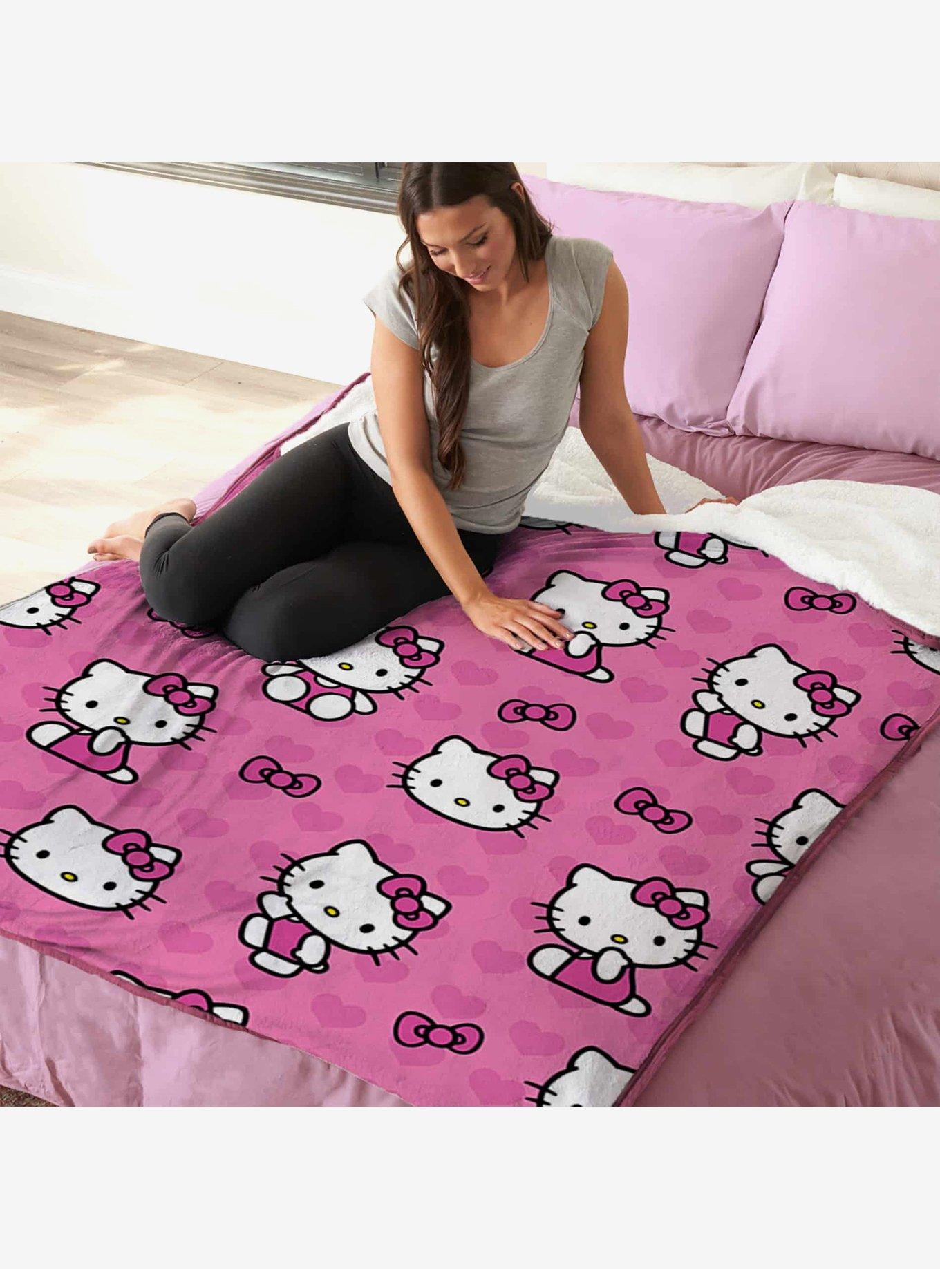 Hello Kitty I Love Pink Silk Touch Sherpa Throw Blanket, , hi-res