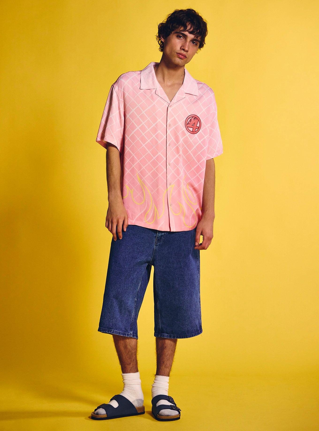Our Universe Marvel Rivals Johnny Storm Woven Button-Up, PINK, alternate - view 3