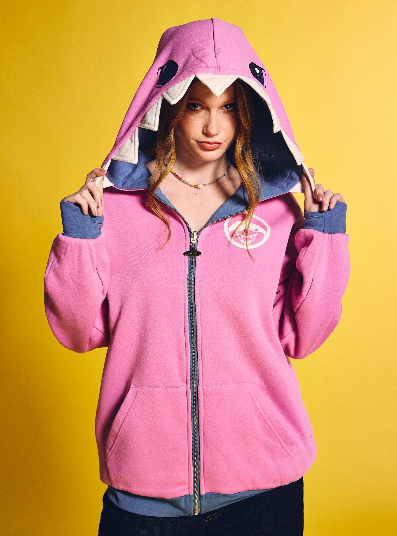 Her Universe Marvel Rivals Jeff The Land Shark Girls Reversible Hoodie, PINK, alternate - view 4