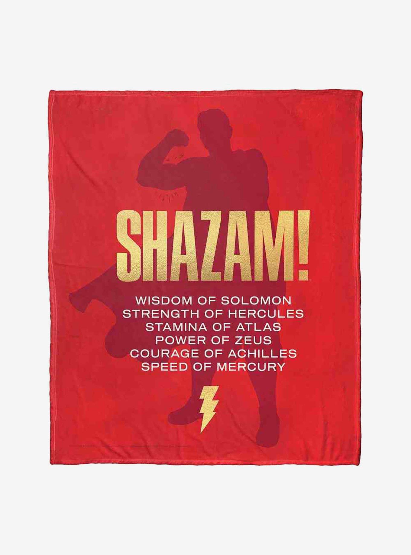 DC Comics Shazam List Of Powers Silk Touch Throw Blanket, , hi-res