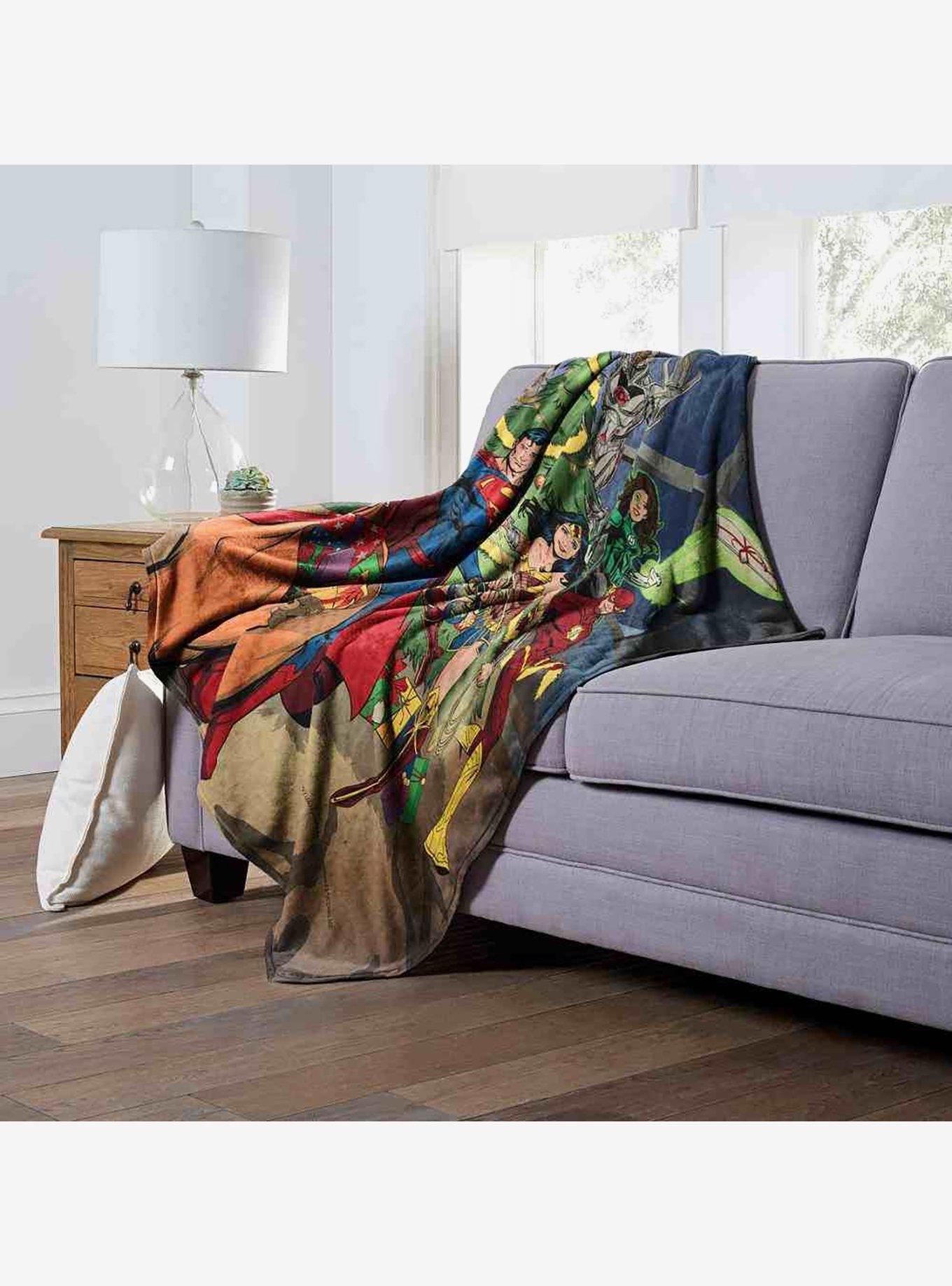 Justice League Holiday Team Work Silk Touch Throw Blanket, , alternate