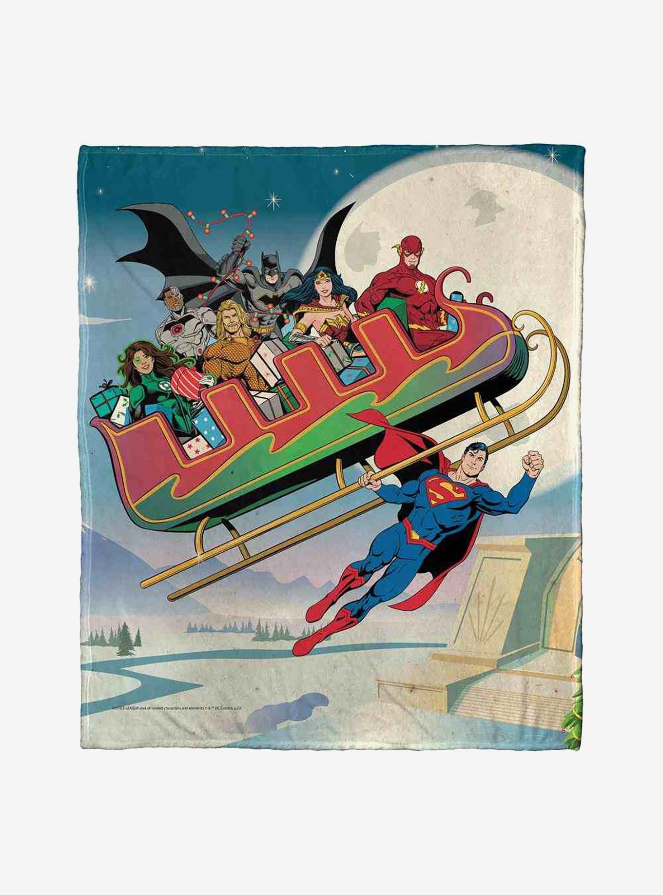 Justice League Super Sleigh Silk Touch Throw Blanket, , hi-res