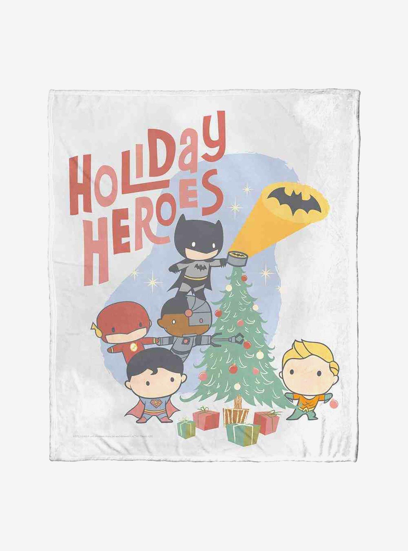 Justice League Holiday Heroes Silk Touch Throw Blanket, , hi-res