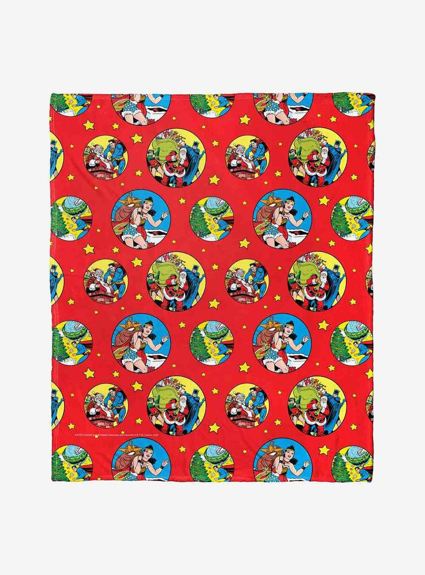Justice League Heroic Holiday Helpers Silk Touch Throw Blanket, , hi-res