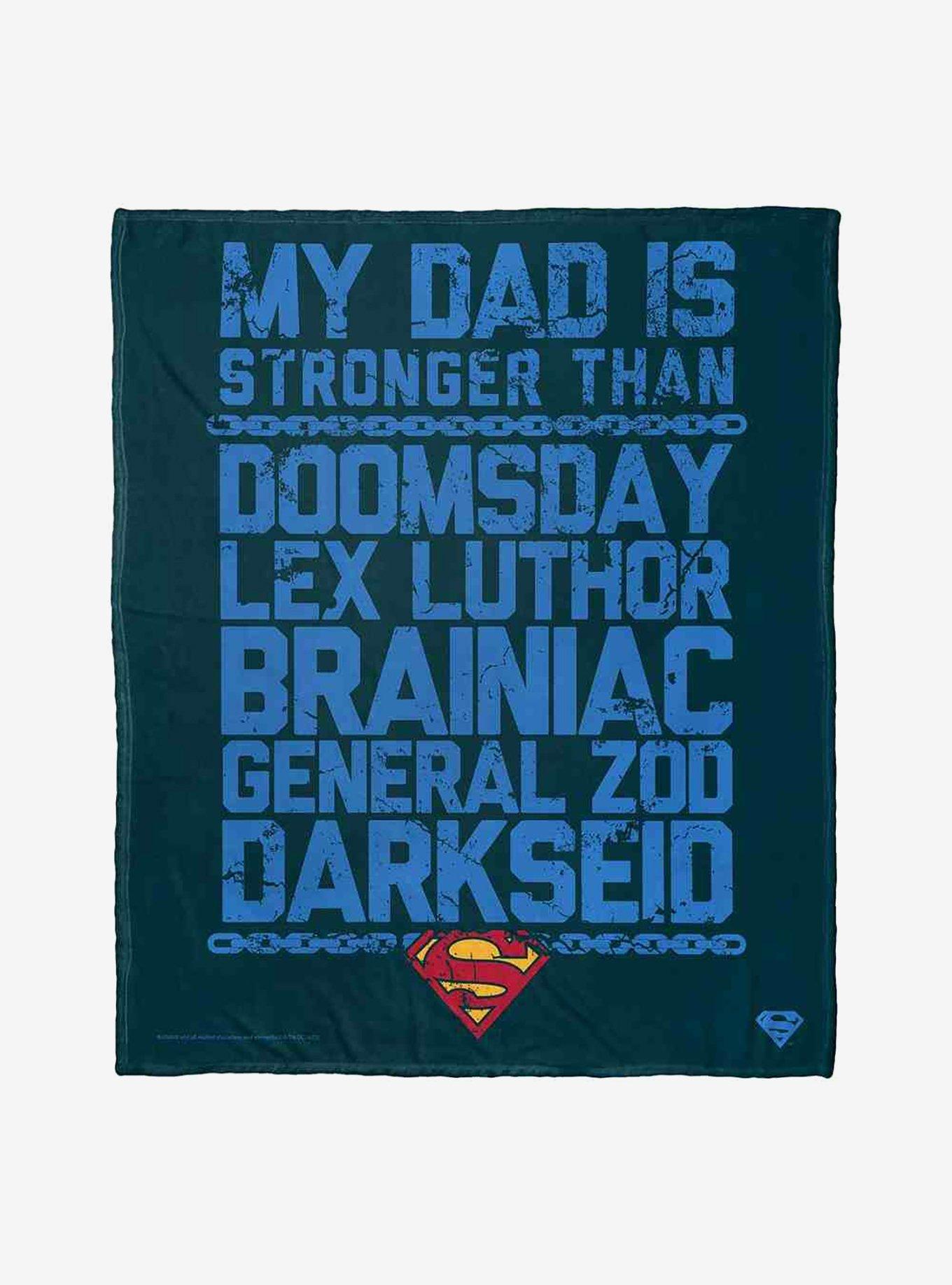 Superman Dc Strongest Dad Blue Silk Touch Throw Blanket, , hi-res