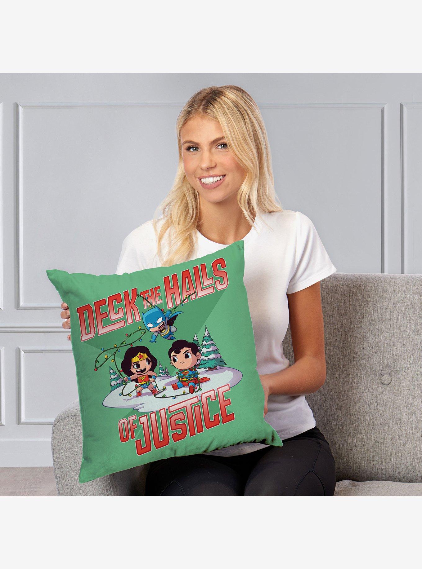 Justice League Deck the Halls of Justice Throw Pillow, , hi-res