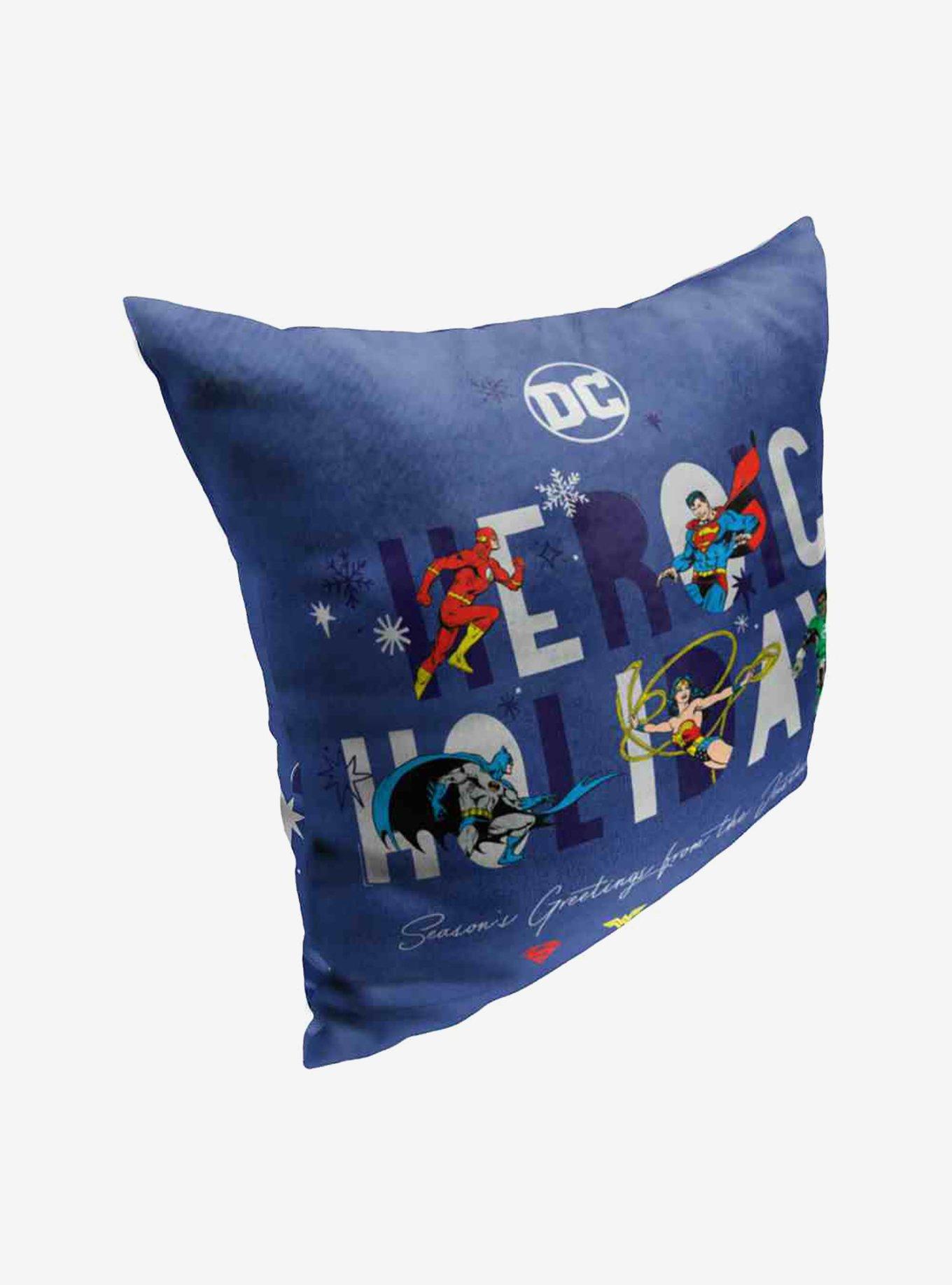 Justice League Heroic Holidays Throw Pillow, , hi-res