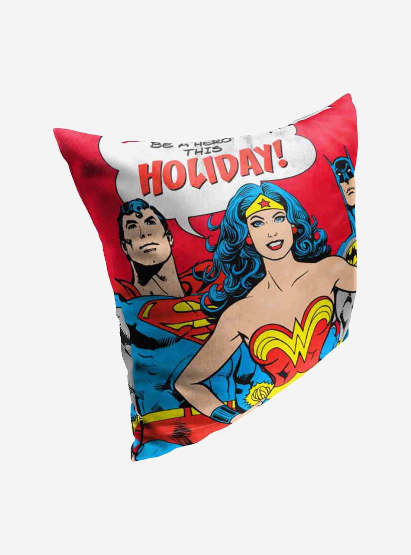Justice League Be A Holiday Hero Throw Pillow, , hi-res