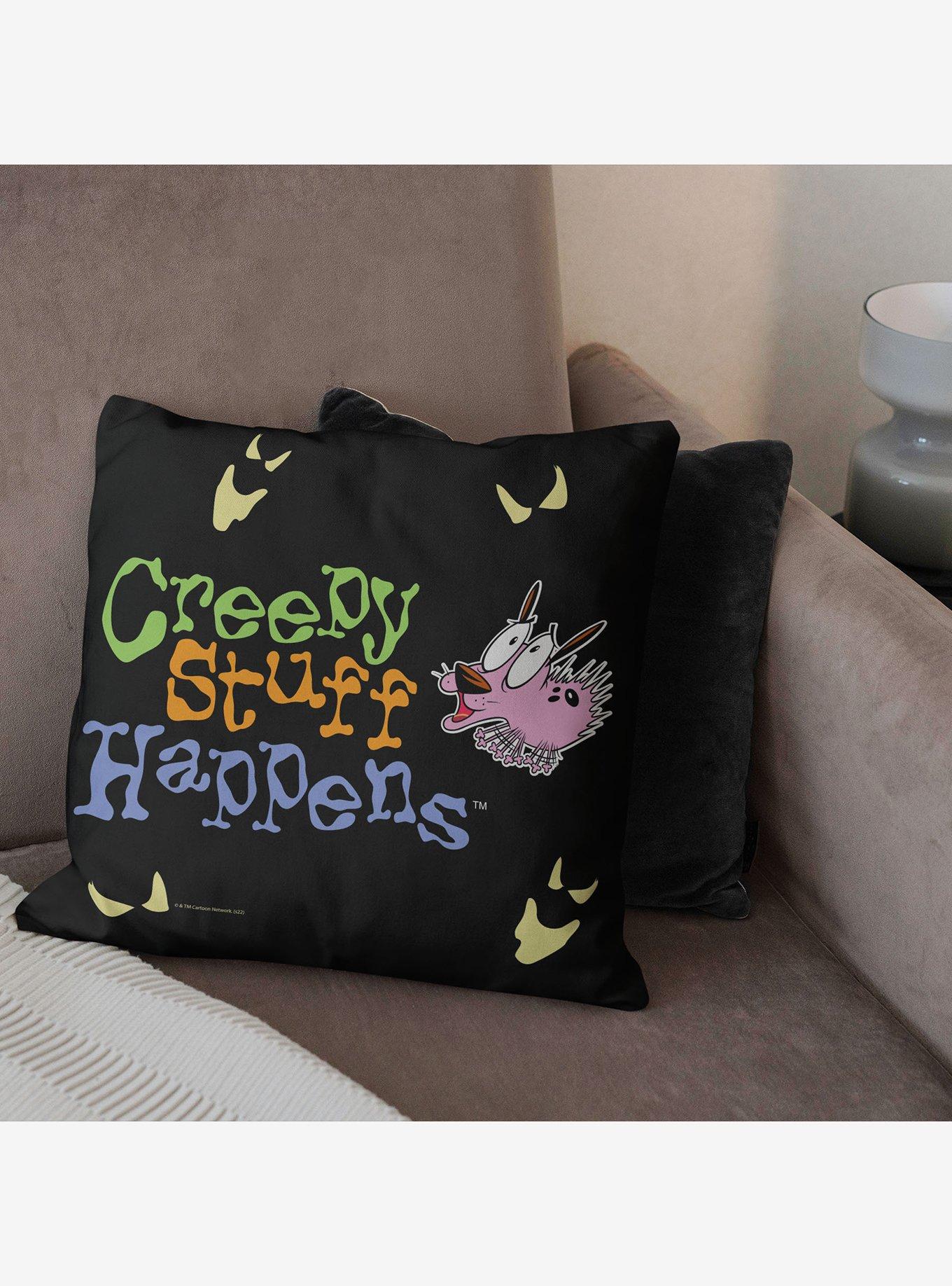 Courage The Cowardly Dog Creepy Stuff Happens Throw Pillow, , alternate