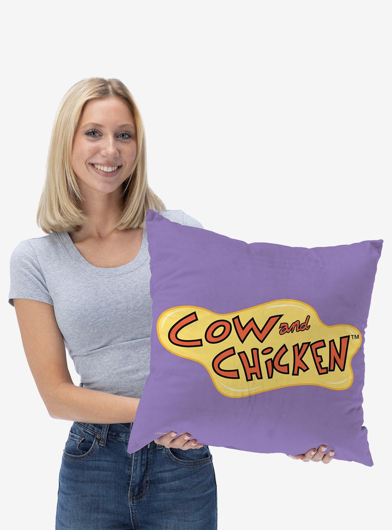 Cow And Chicken Logo Throw Pillow, , hi-res