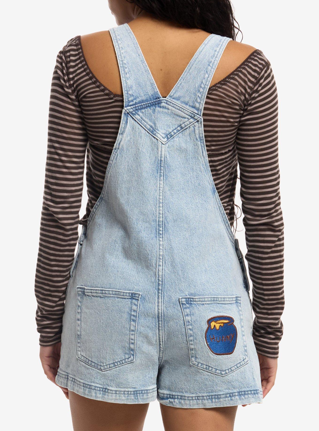 Disney Winnie The Pooh & Friends Girls Denim Shortalls, MULTI, alternate