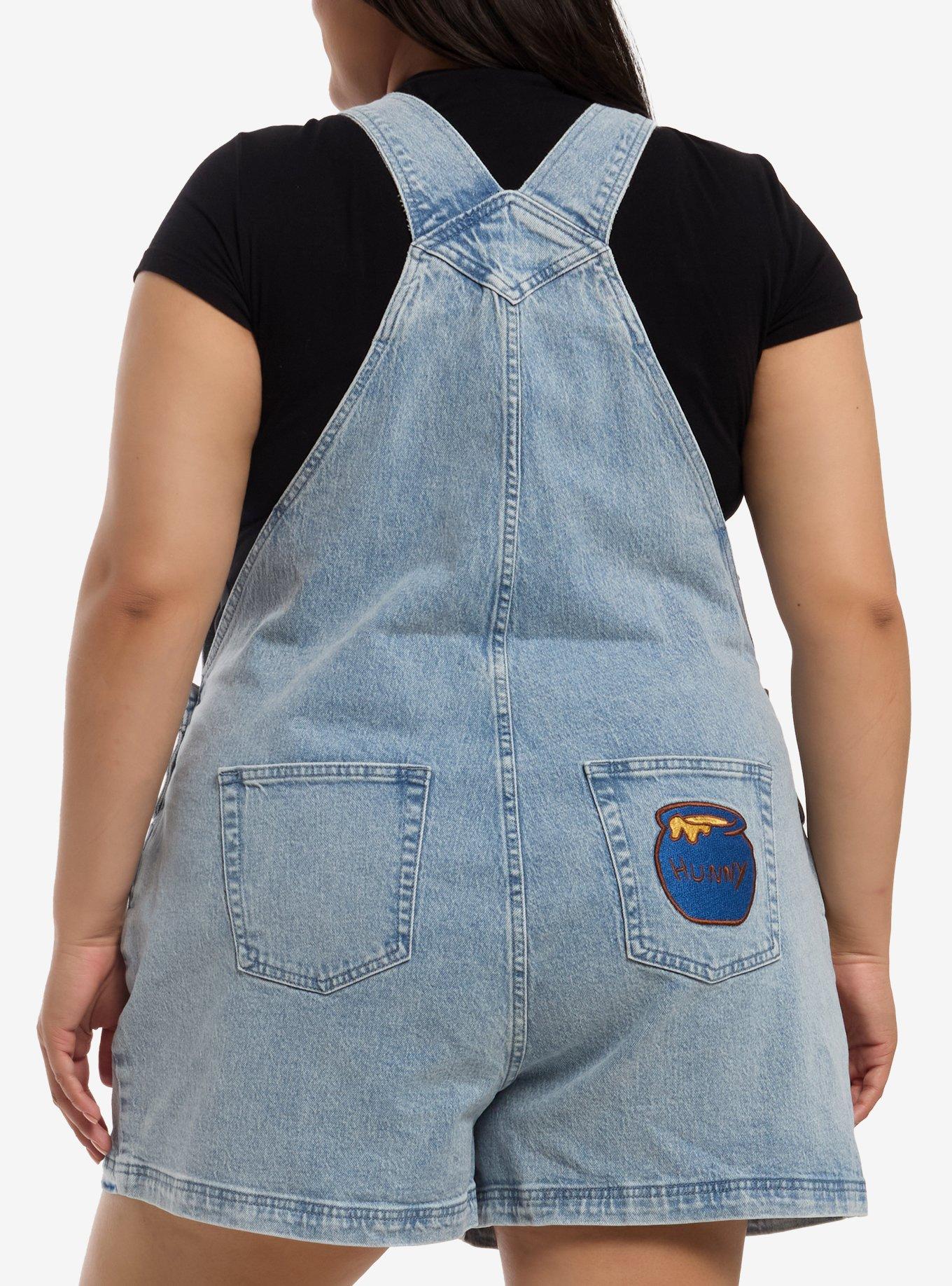 Disney Winnie The Pooh & Friends Girls Denim Shortalls Plus Size, , hi-res