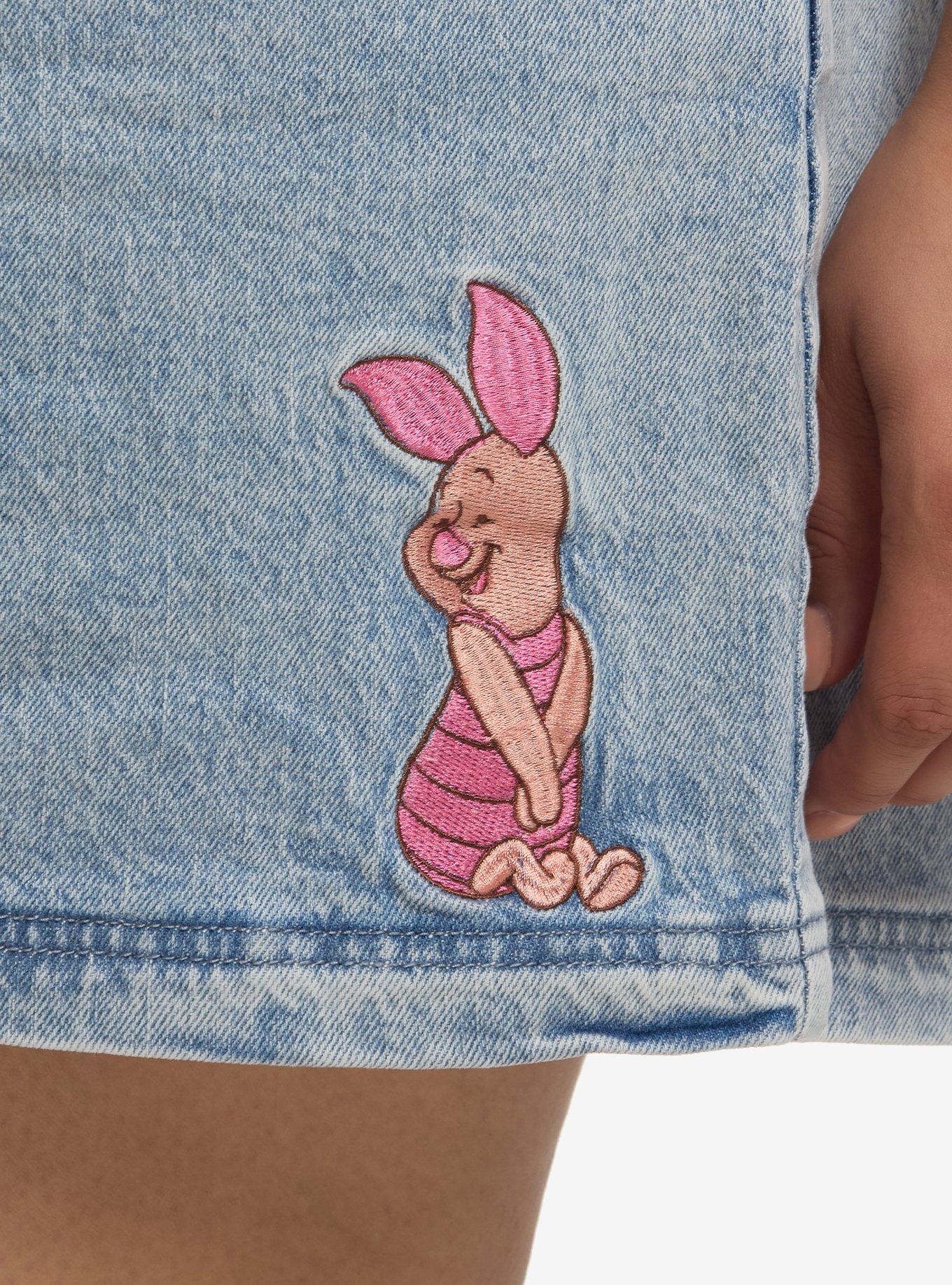 Disney Winnie The Pooh & Friends Girls Denim Shortalls Plus Size, MULTI, alternate