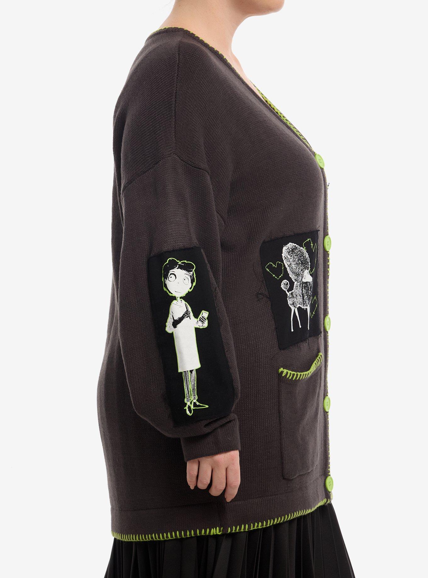 Her Universe Disney Frankenweenie Character Patch Girls Cardigan Plus Size, GREEN, alternate - view 4