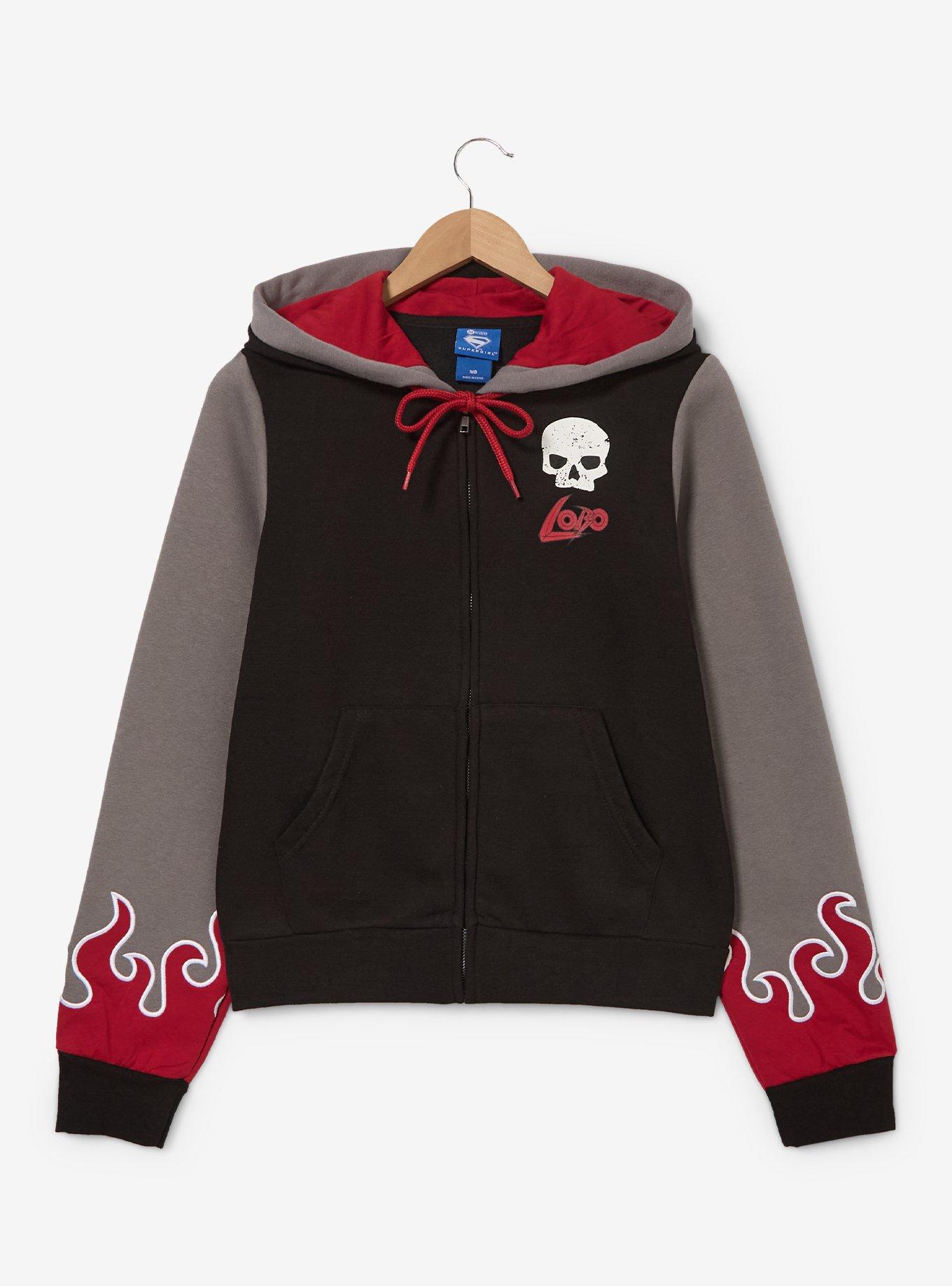 Her Universe DC Comics Supergirl Lobo Bite Me Fanboy Women's Cropped Zippered Hoodie - BoxLunch Exclusive, GREY, alternate