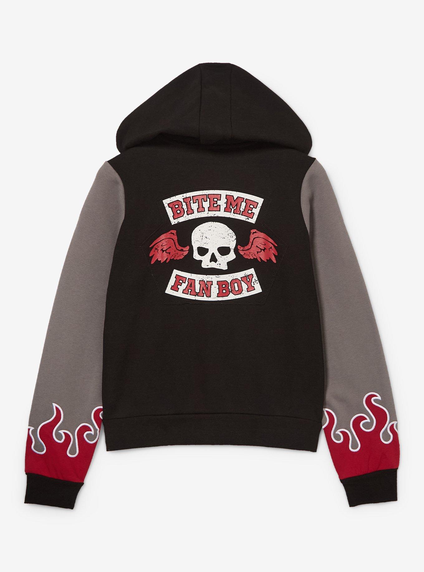Her Universe DC Comics Supergirl Lobo Bite Me Fanboy Women's Cropped Zippered Hoodie - BoxLunch Exclusive, GREY, alternate