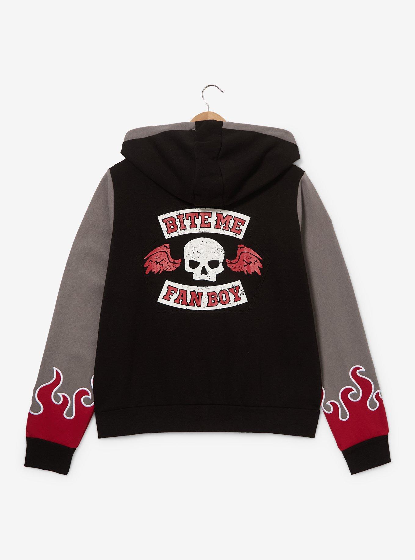 Her Universe DC Comics Supergirl Lobo Bite Me Fanboy Women's Plus Size Cropped Zippered Hoodie - BoxLunch Exclusive, , hi-res