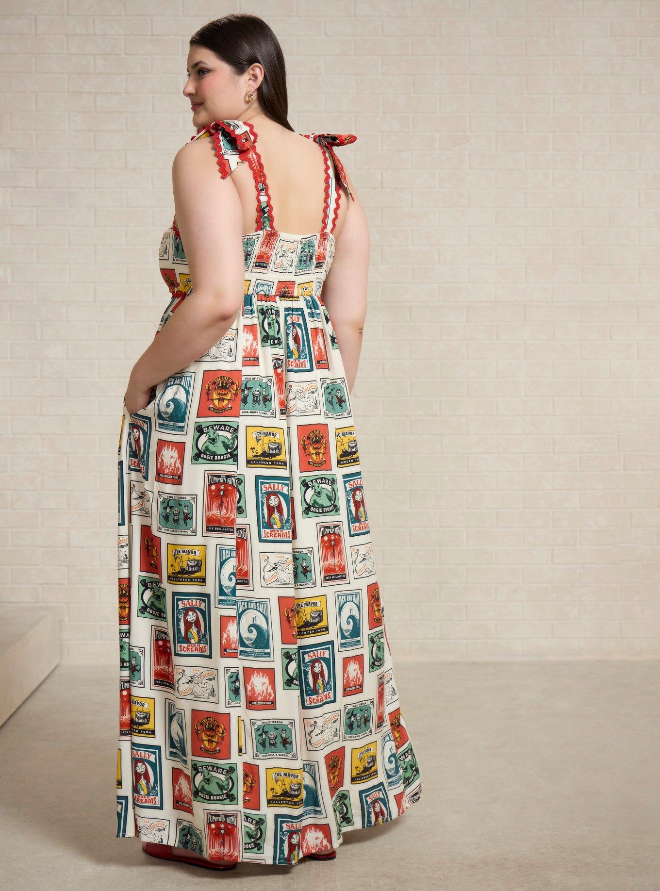 Disney The Nightmare Before Christmas Character Postcards Allover Print Plus Size Maxi Dress - BoxLunch Exclusive, MULTI, alternate - view 3