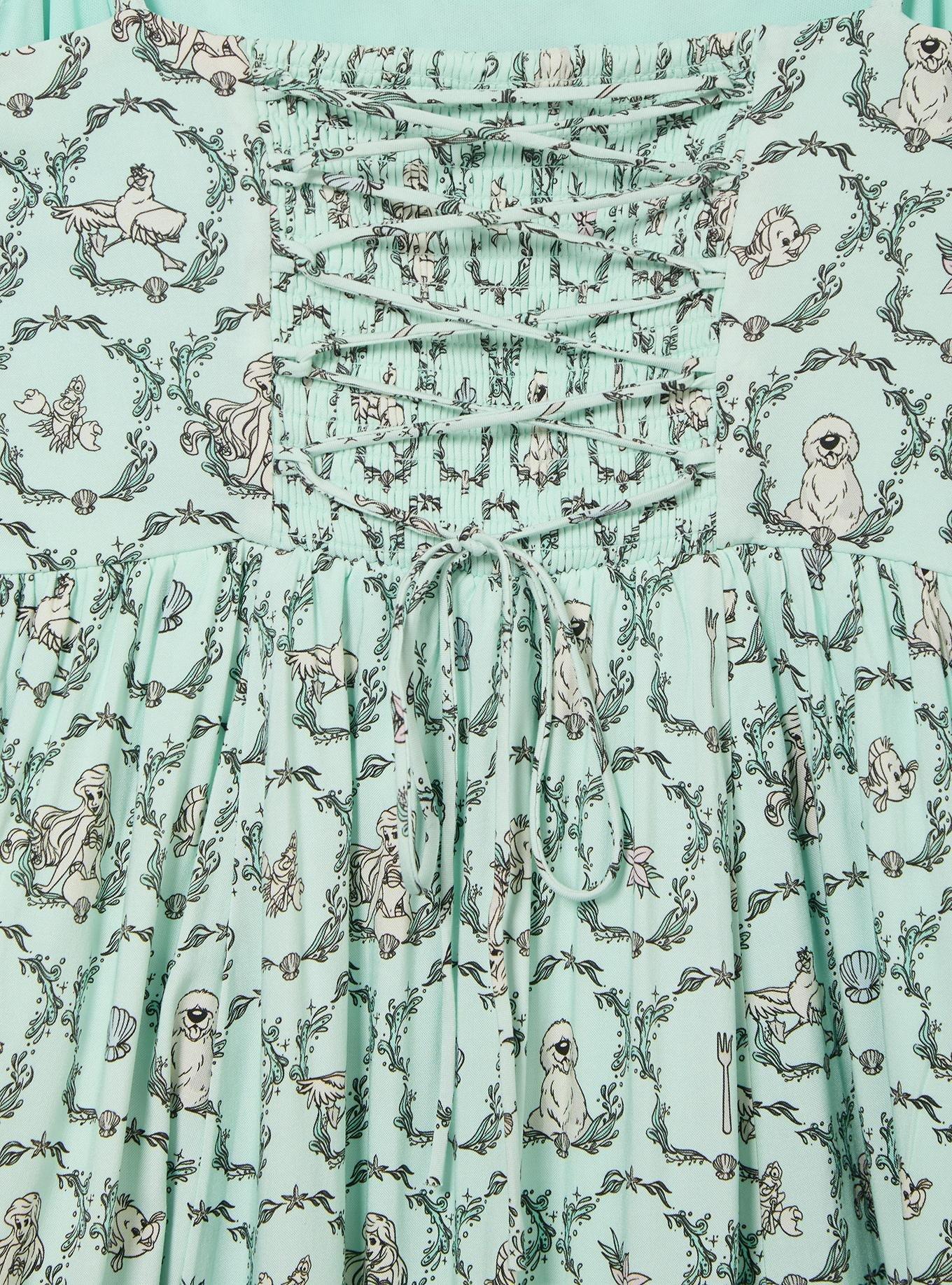 Disney The Little Mermaid Characters Floral Allover Print Plus Size Tank Dress - BoxLunch Exclusive, , alternate
