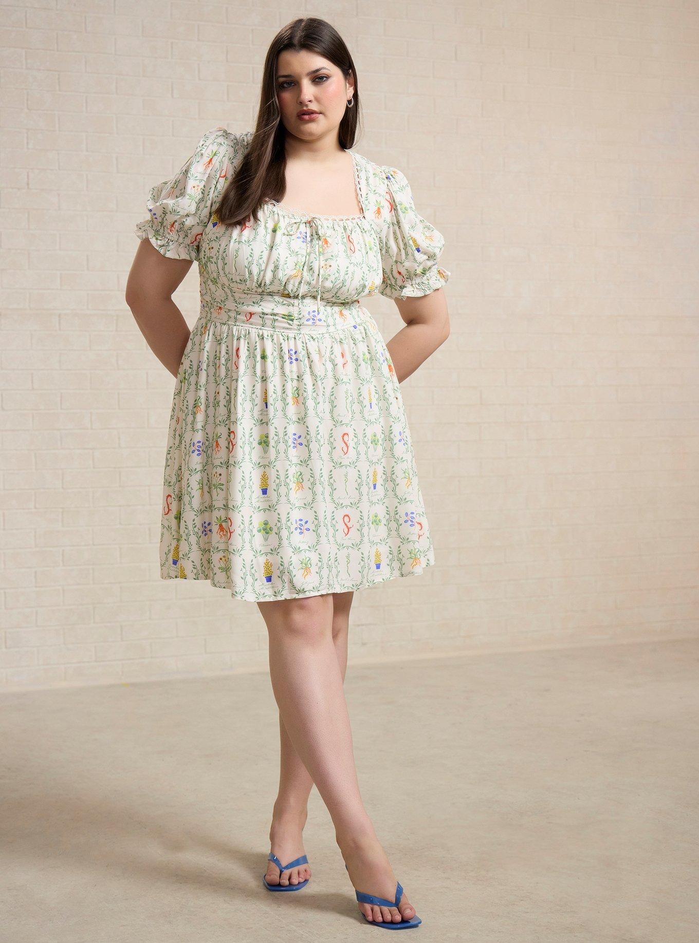 Harry Potter Herbology Plants Allover Print Plus Size Dress - BoxLunch Exclusive, , hi-res