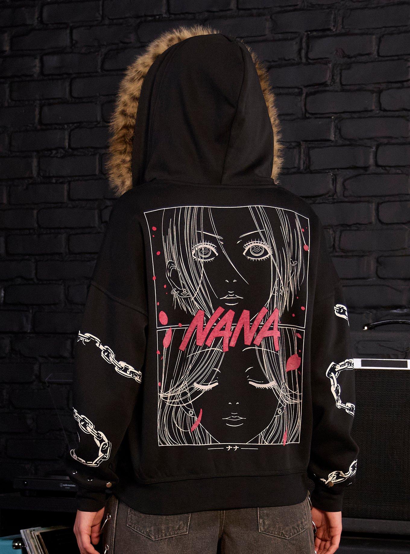 Nana Outline Art Fur Trim Girls Hoodie, , hi-res