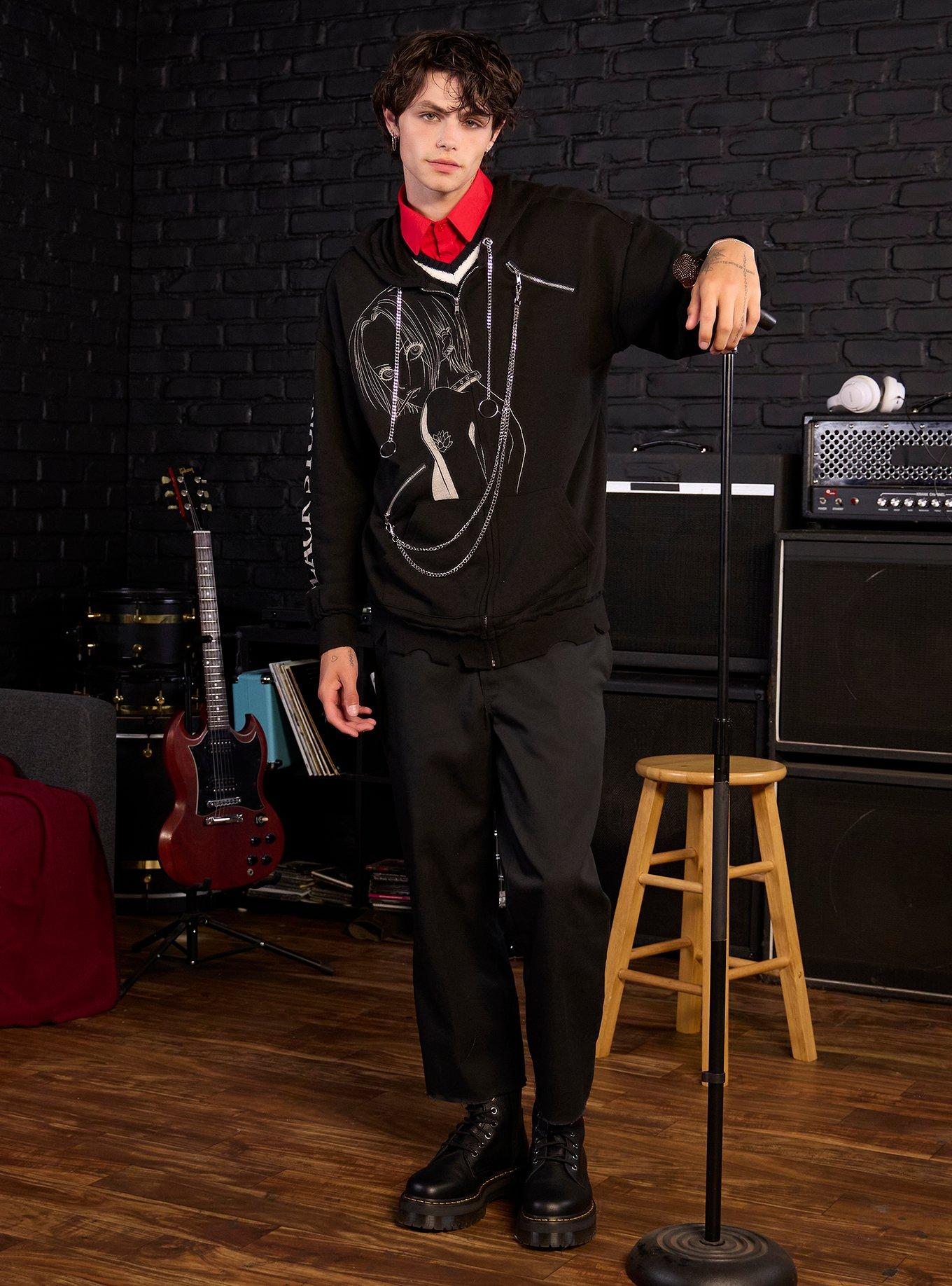 Nana Black Stones Chain Hoodie, BLACK, alternate