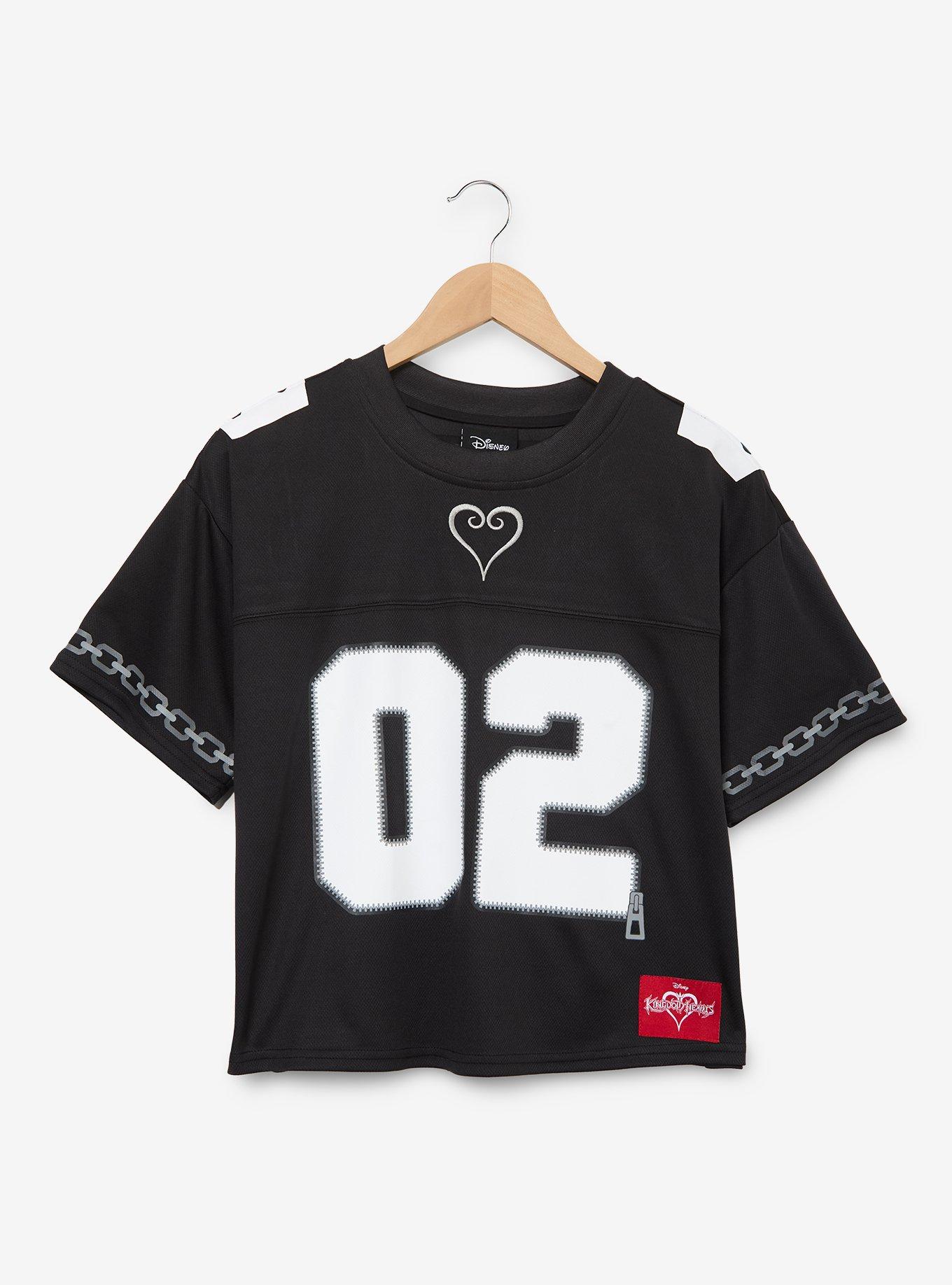 Disney Kingdom Hearts Sora Women's Cropped Football Jersey - BoxLunch Exclusive, BLACK, alternate - view 3