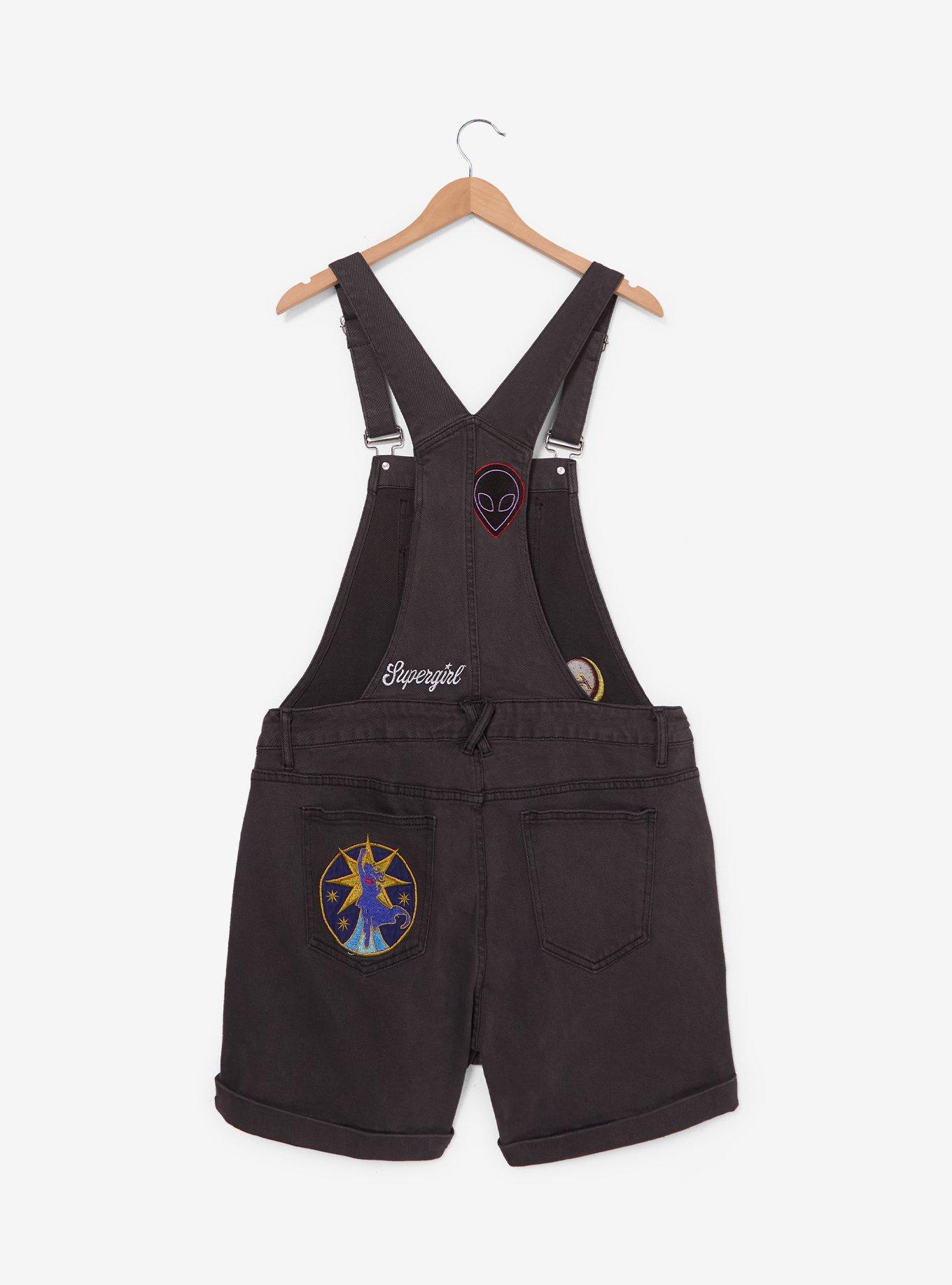 DC Comics Supergirl Patches Women's Plus Size Short Overalls - BoxLunch Exclusive, , hi-res