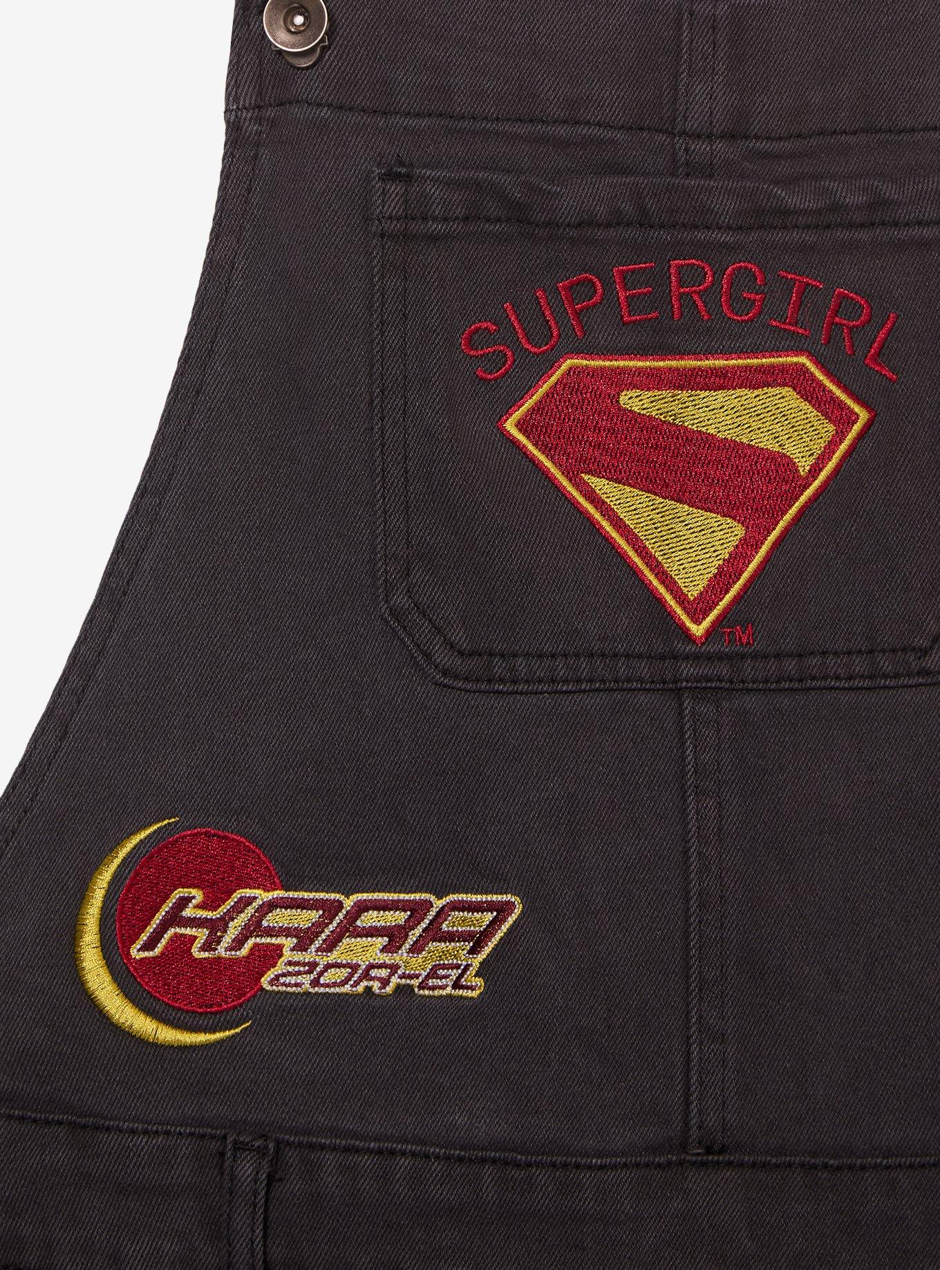 DC Comics Supergirl Patches Women's Plus Size Short Overalls - BoxLunch Exclusive, DENIM, alternate