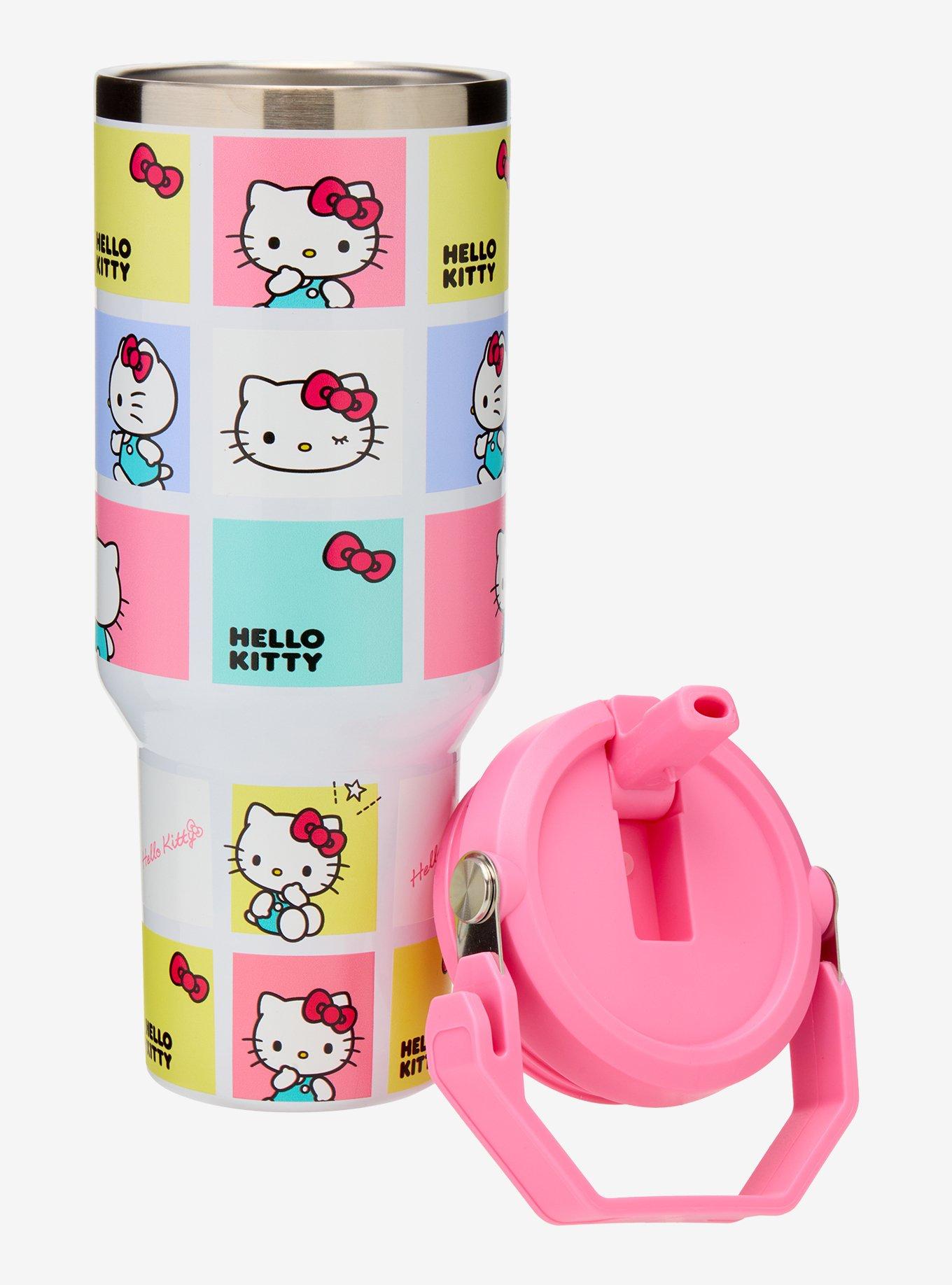 Hello Kitty Pastel Grid Stainless Steel Water Bottle, , alternate