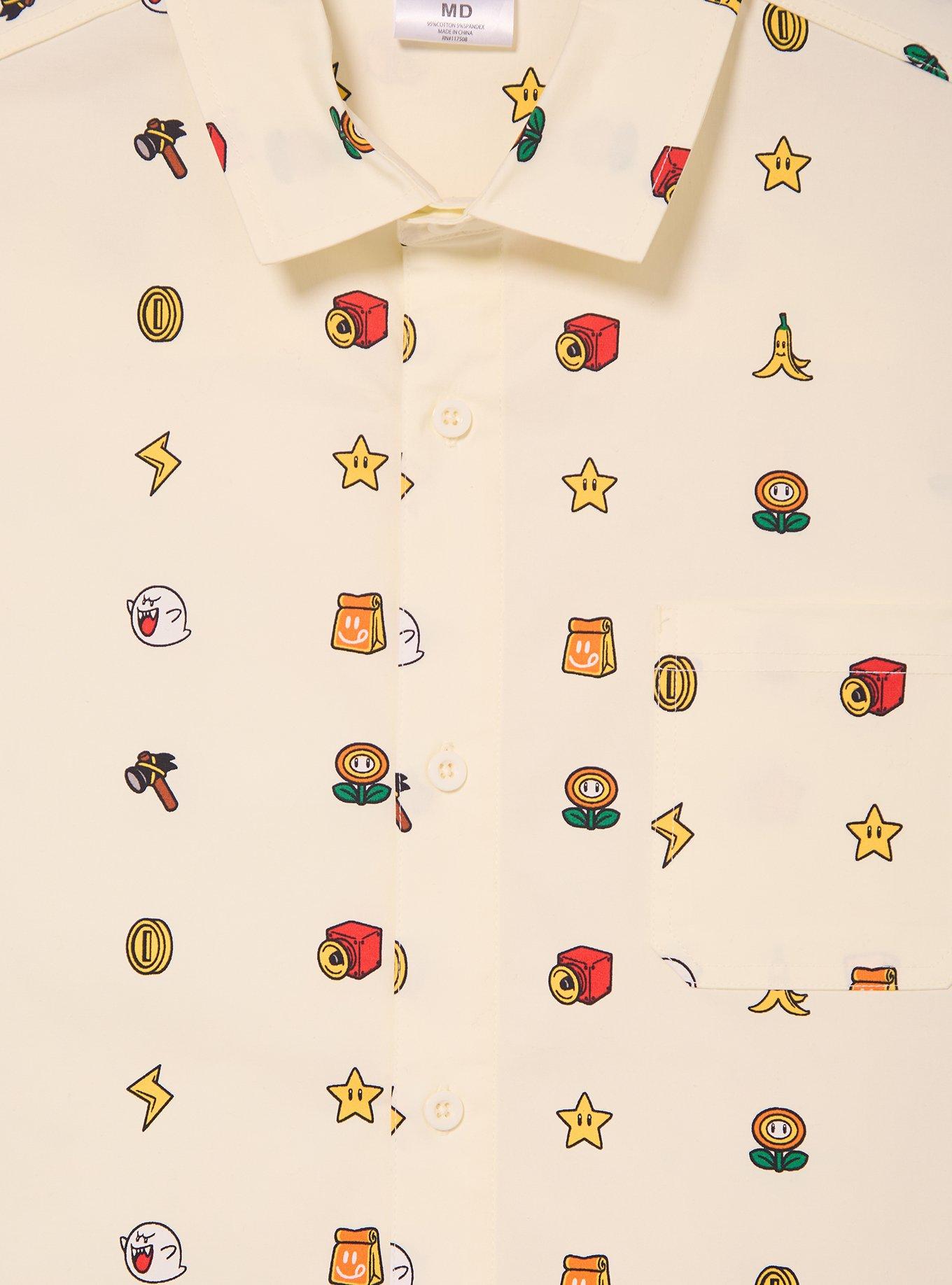 Nintendo Super Mario Bros. Icons Allover Print Woven Button-Up - BoxLunch Exclusive, , alternate - view 3