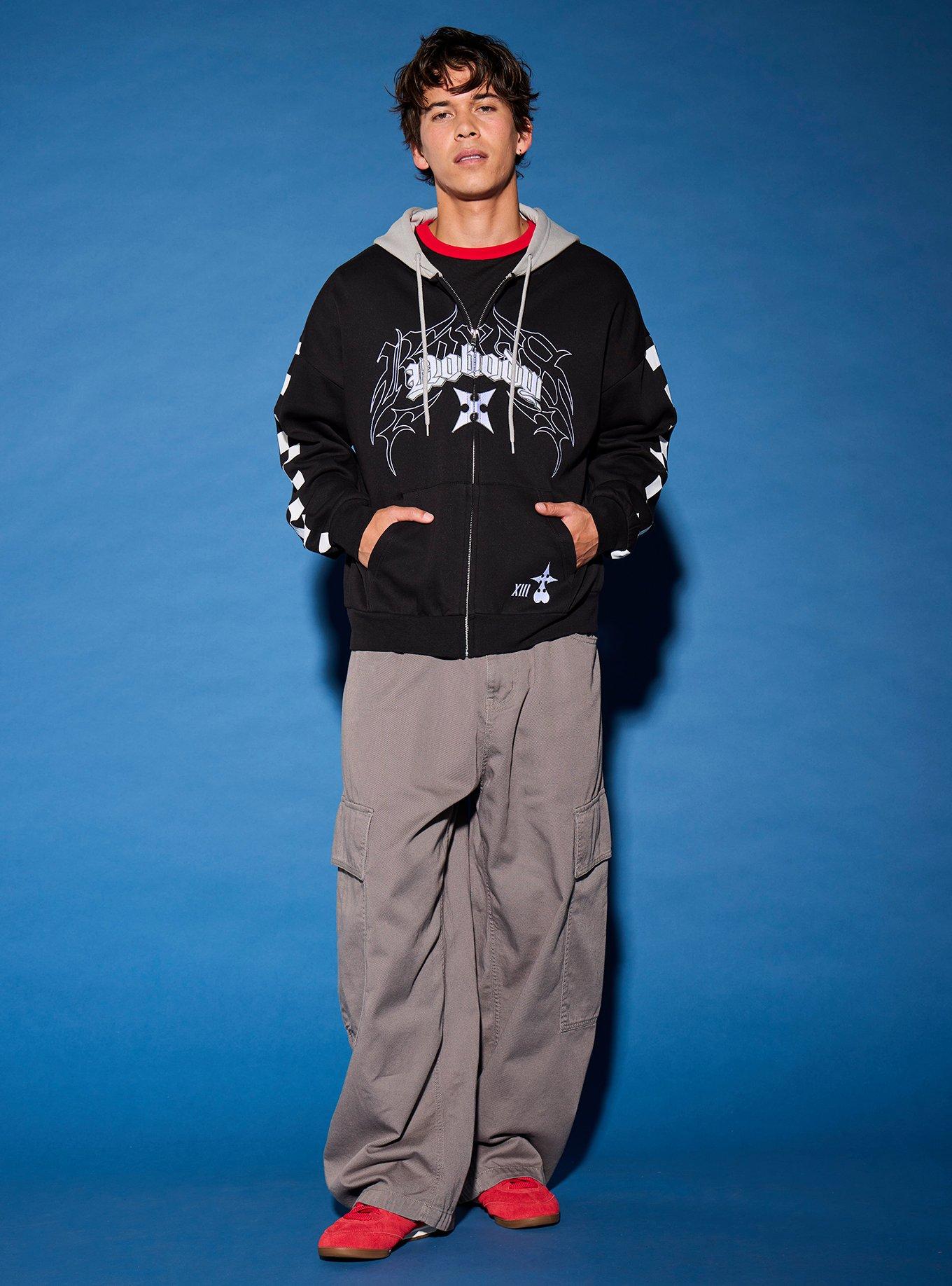 Disney Kingdom Hearts Roxas Nobody Zippered Hoodie - BoxLunch Exclusive, BLACK, alternate - view 3
