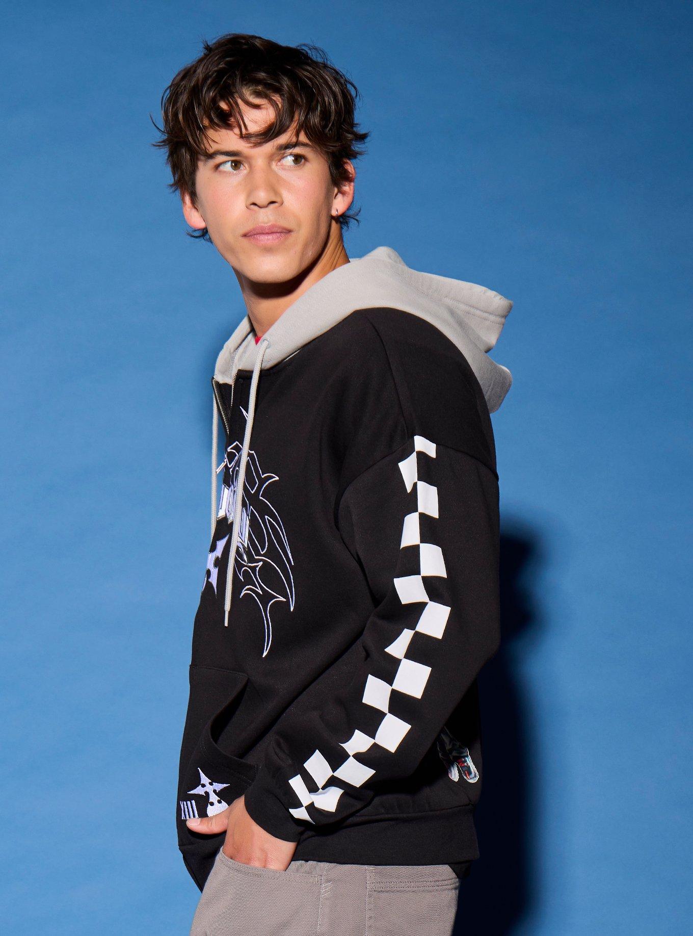Disney Kingdom Hearts Roxas Nobody Zippered Hoodie - BoxLunch Exclusive, BLACK, alternate - view 4