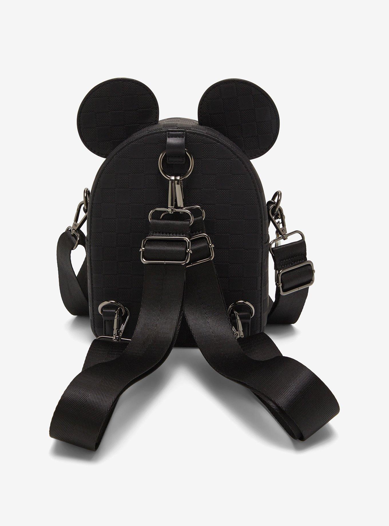 Loungefly Disney Mickey Mouse Black Checkered Figural Convertible Crossbody Bag, , alternate - view 3