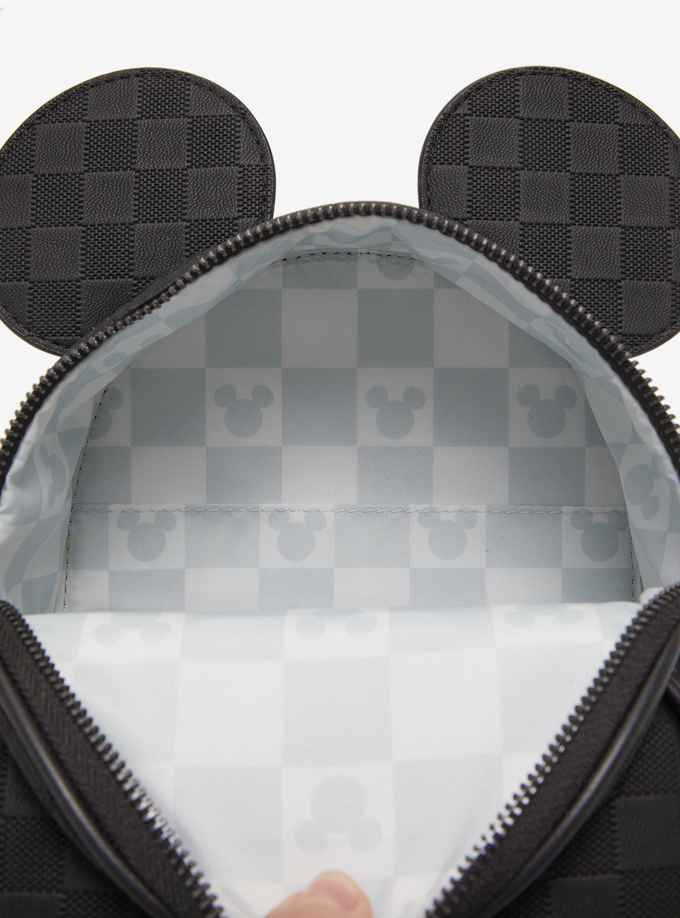 Loungefly Disney Mickey Mouse Black Checkered Figural Convertible Crossbody Bag, , alternate - view 4