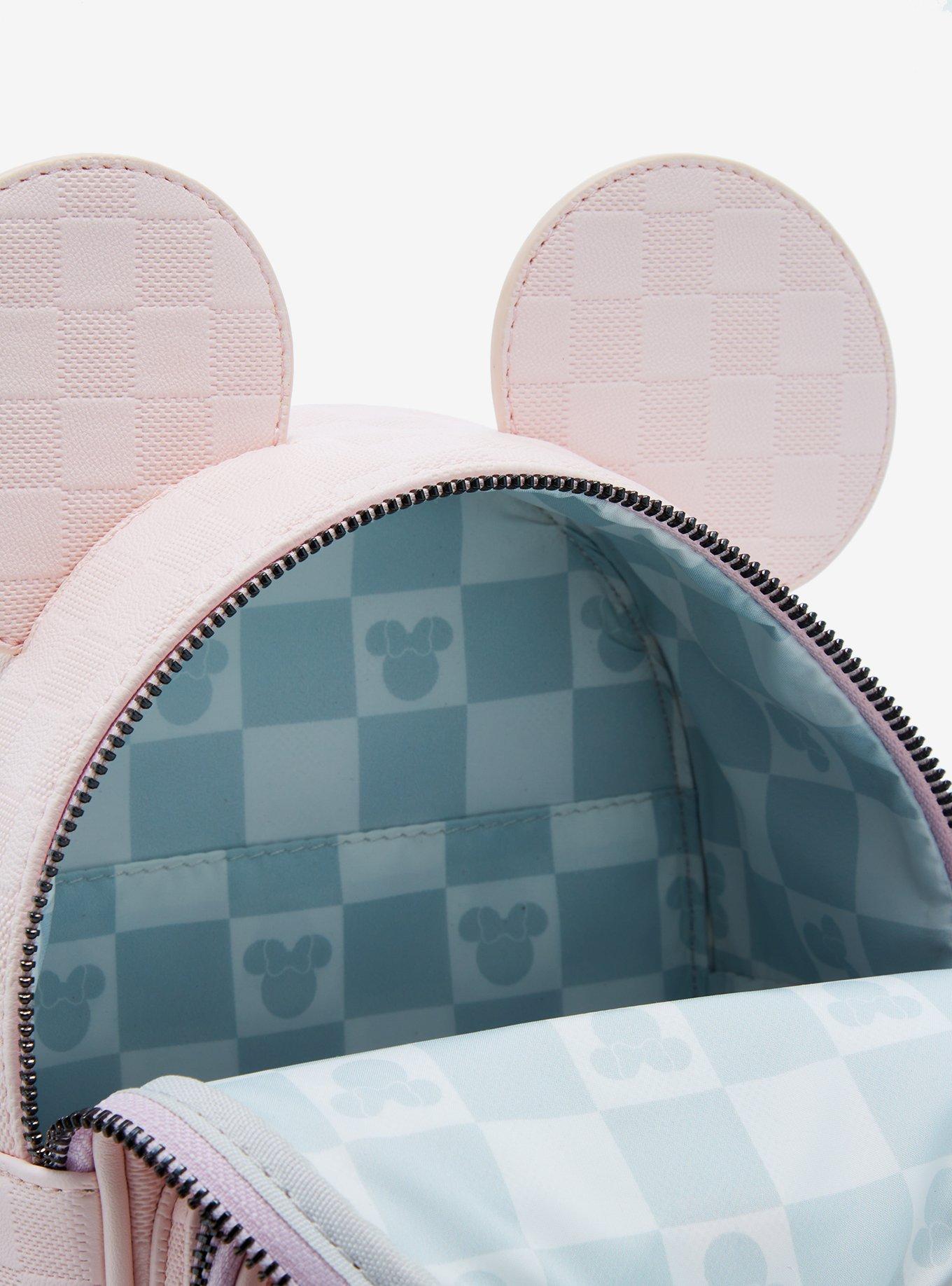 Loungefly Disney Minnie Mouse Light Pink Checkered Figural Convertible Crossbody Bag, , alternate - view 4