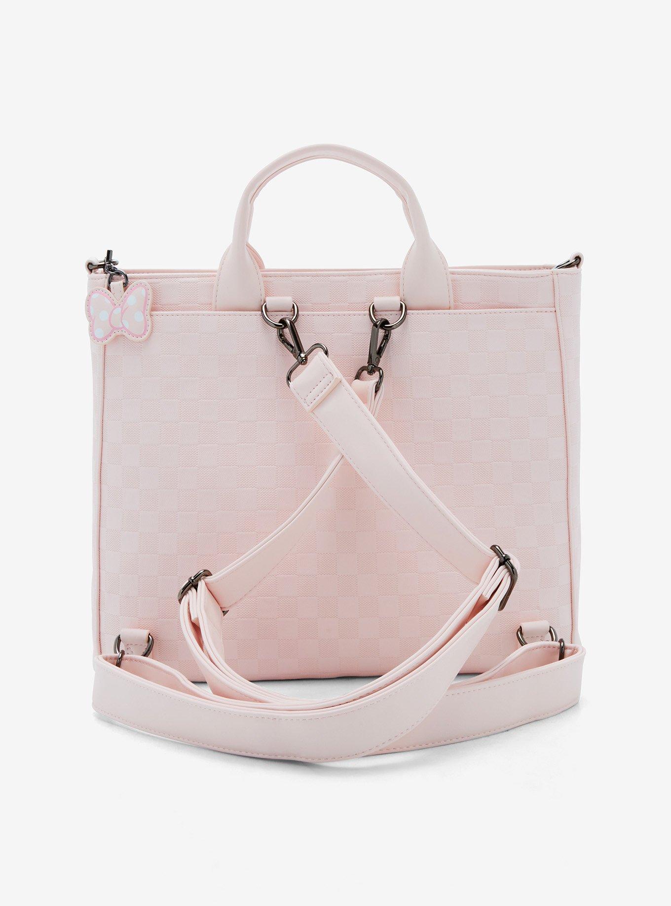Loungefly Disney Minnie Mouse Pink Checkered Convertible Tote Bag, , alternate - view 3