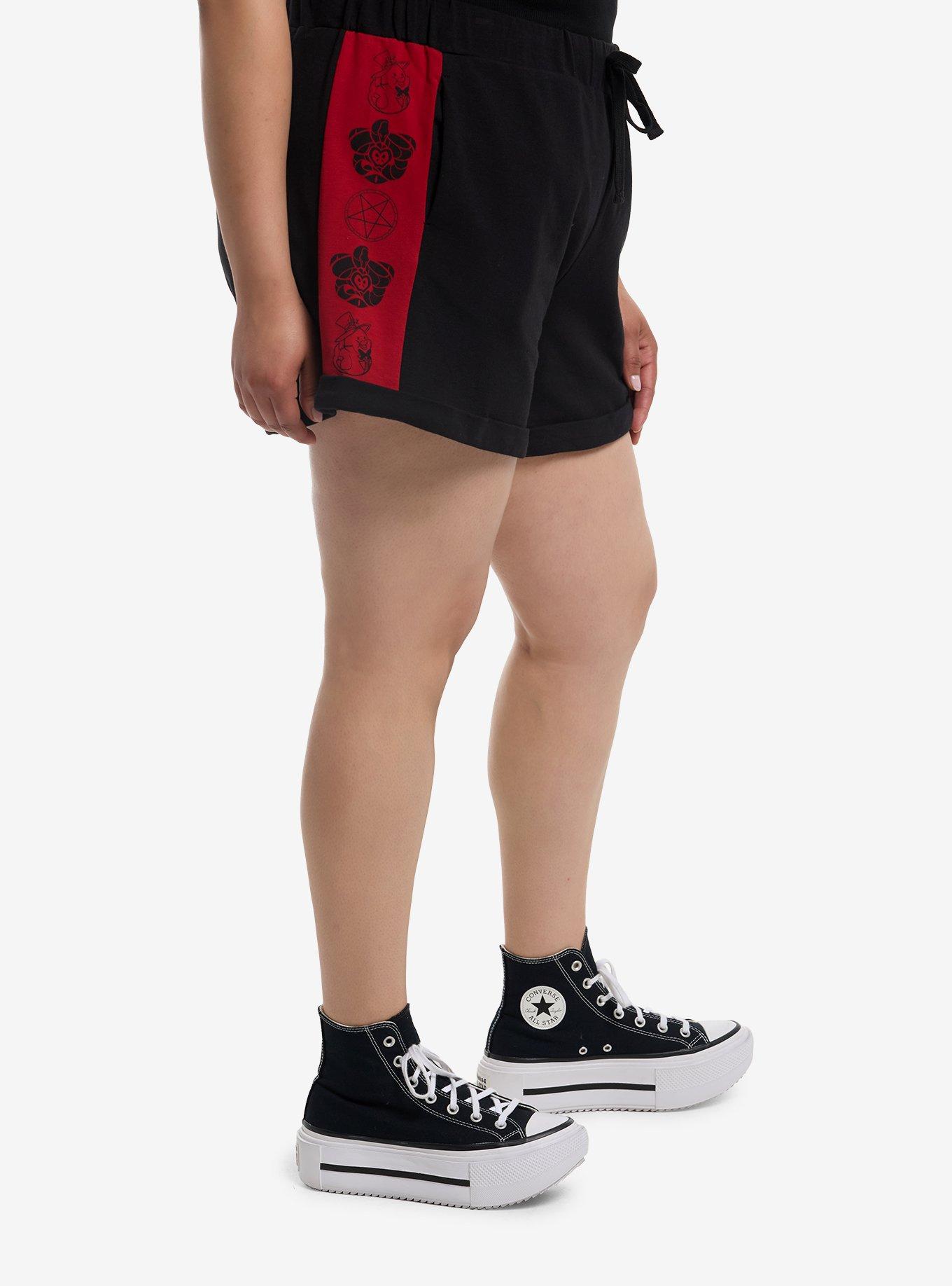 Hazbin Hotel Lucifer Icons Lounge Shorts Plus Size, RED, alternate