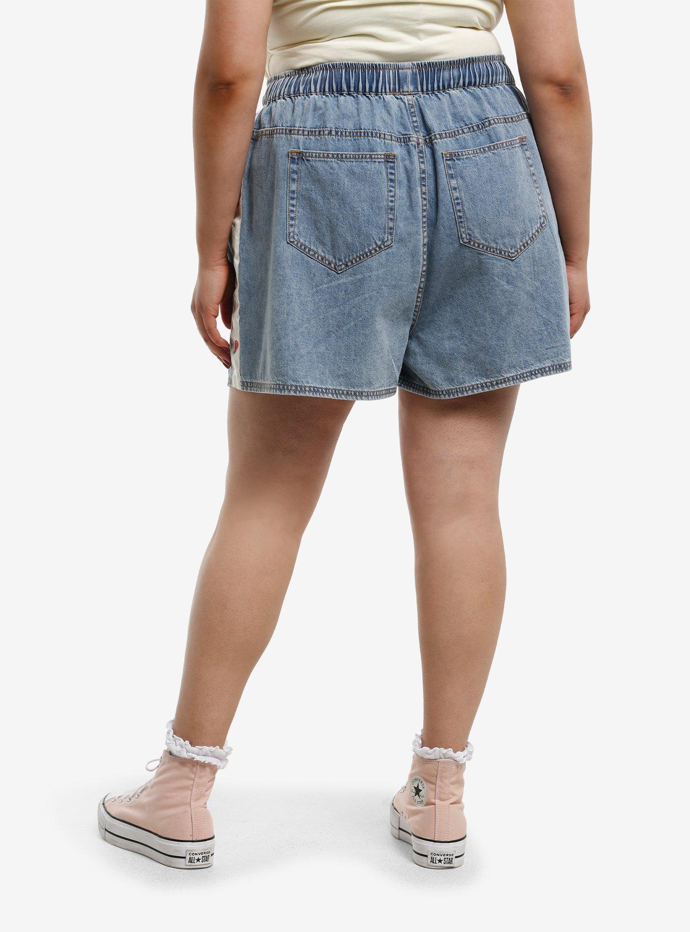 Mofusand Strawberry Denim Mom Shorts Plus Size, , hi-res