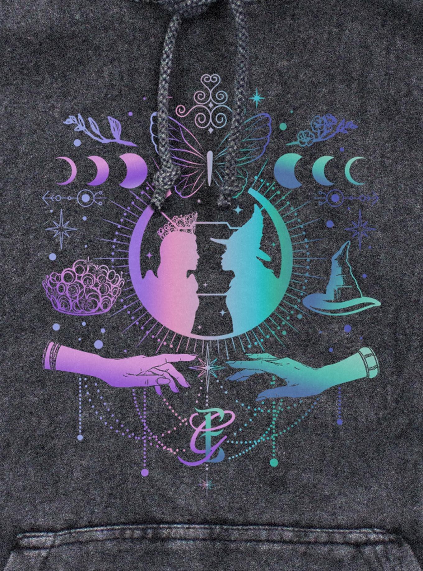 Wicked: For Good Glinda & Elphaba Moon & Stars Mineral Wash Hoodie Hot Topic Exclusive, , hi-res