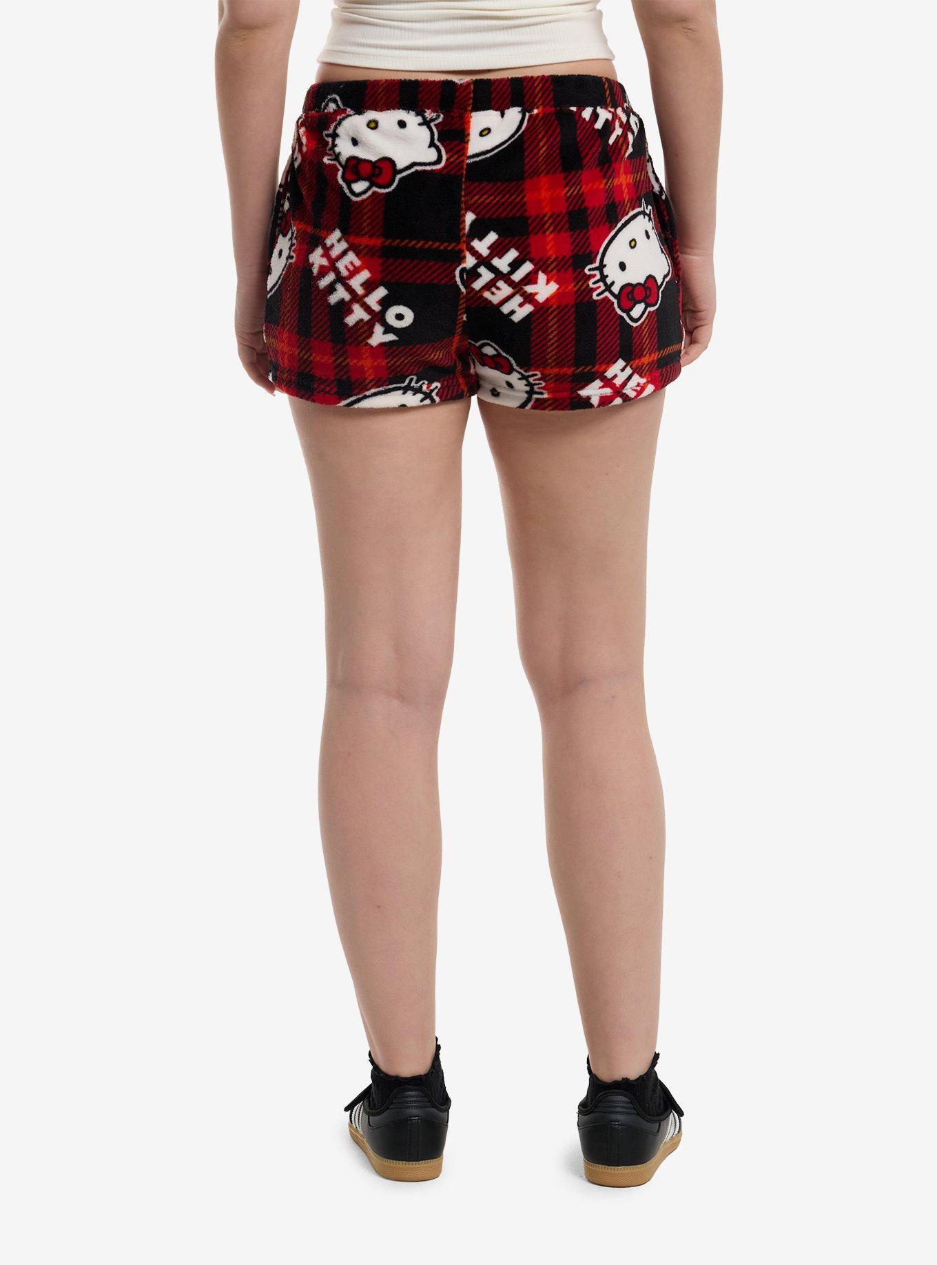 Hello Kitty Plaid Plush Lounge Shorts, , hi-res