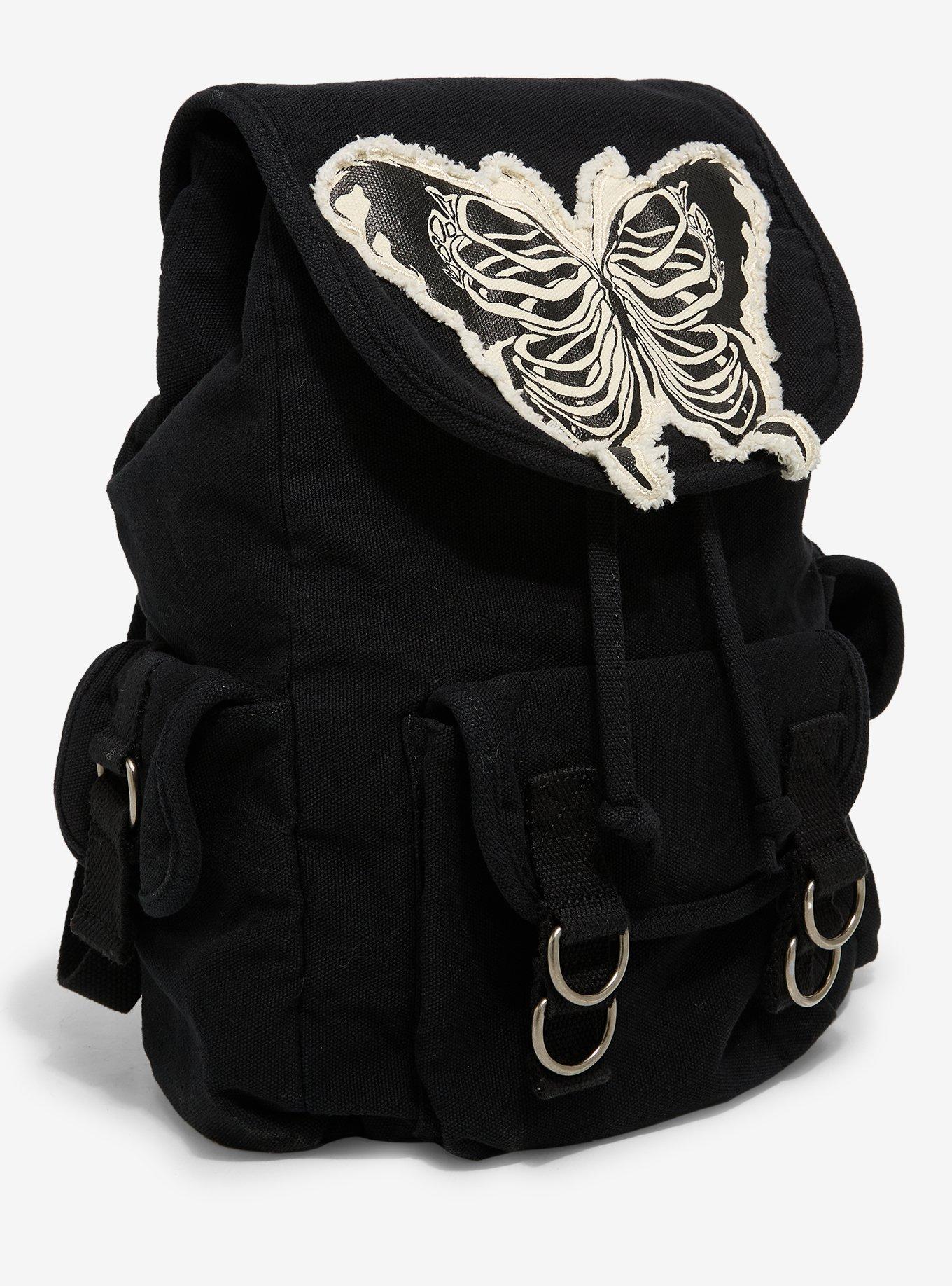 Skeleton Butterfly Patch Slouch Mini Backpack, , hi-res