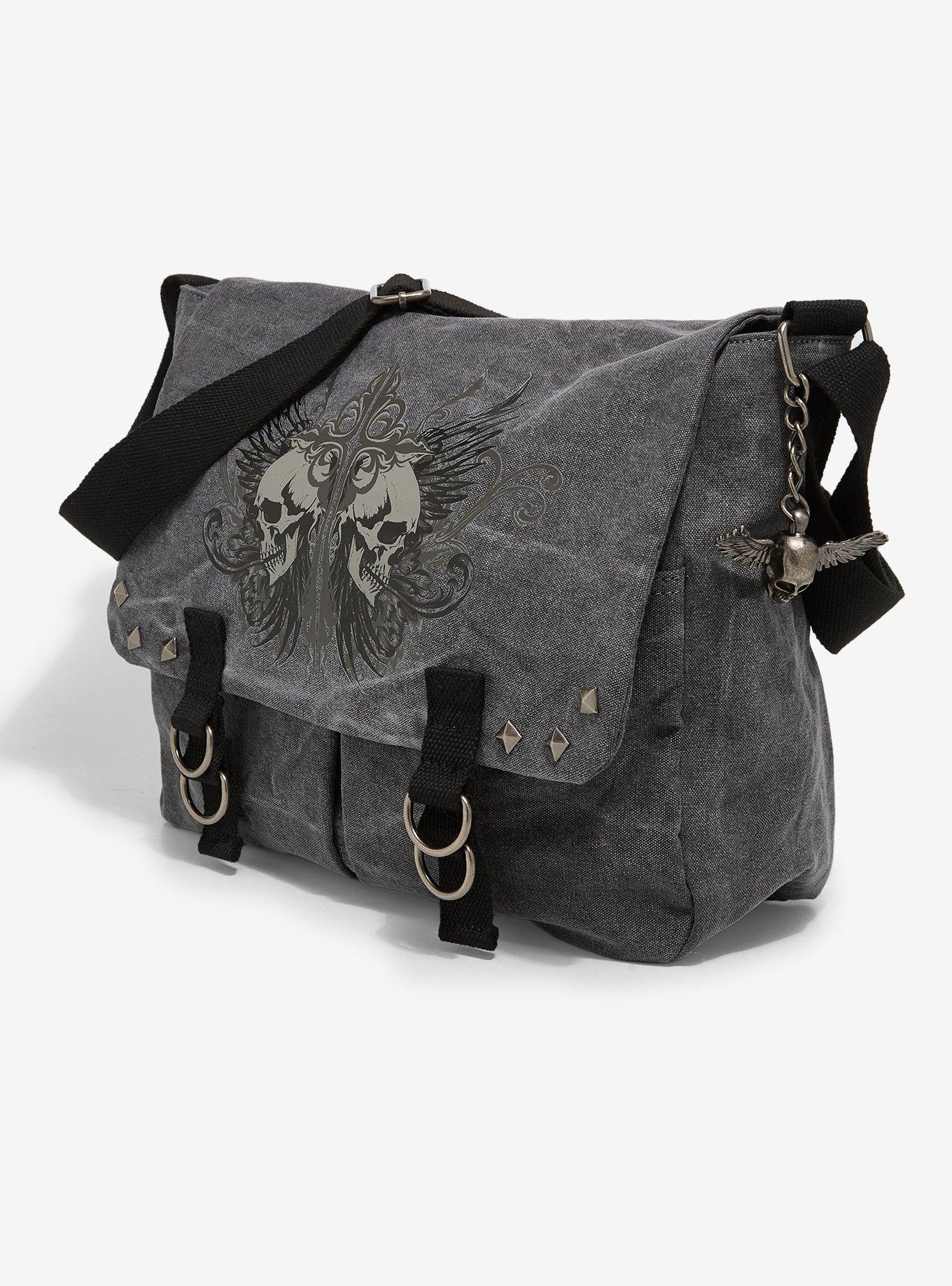 Winged Skull Messenger Bag, , hi-res