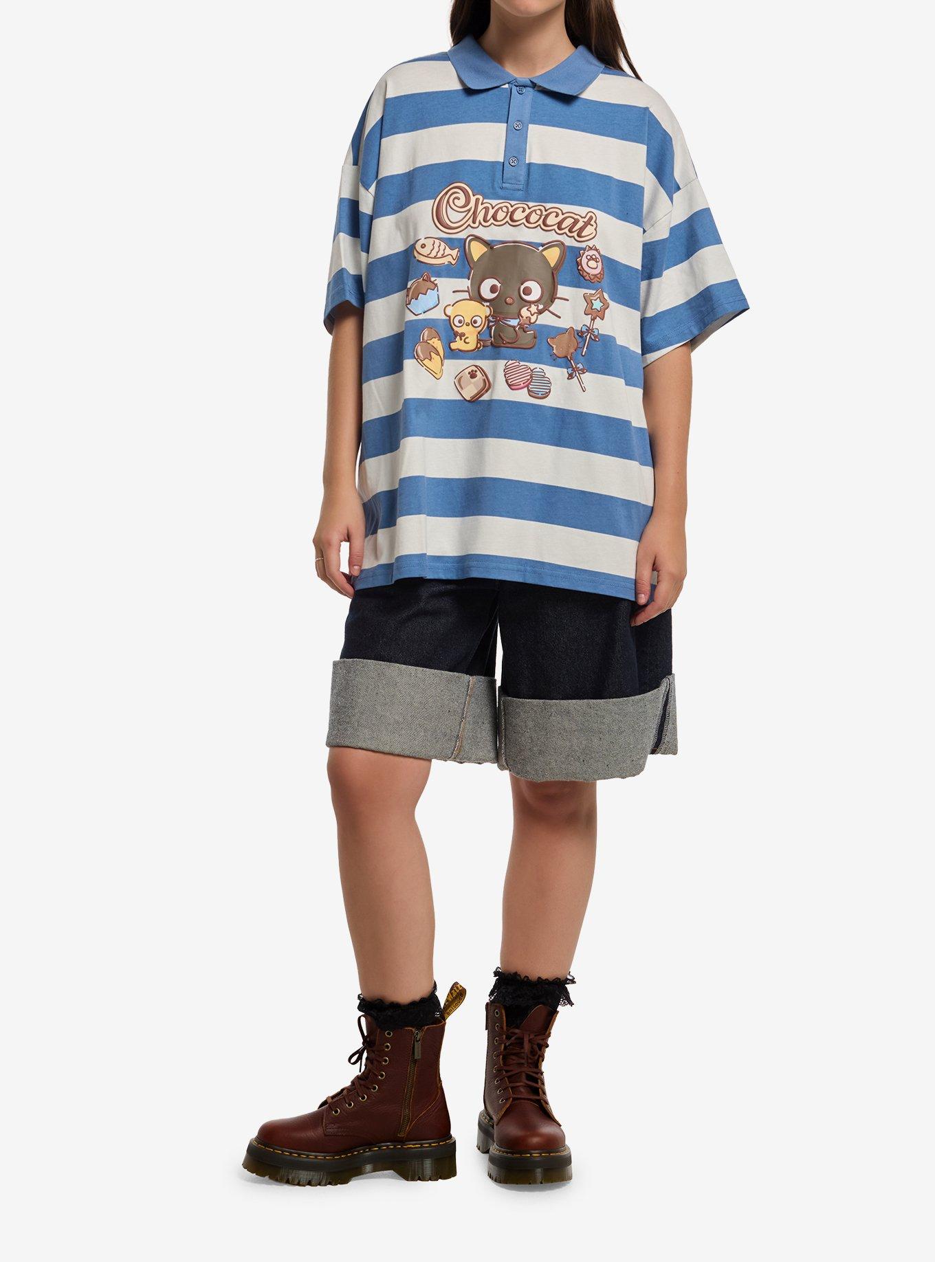 Chococat Sweets Stripe Girls Oversized Polo Shirt, , hi-res