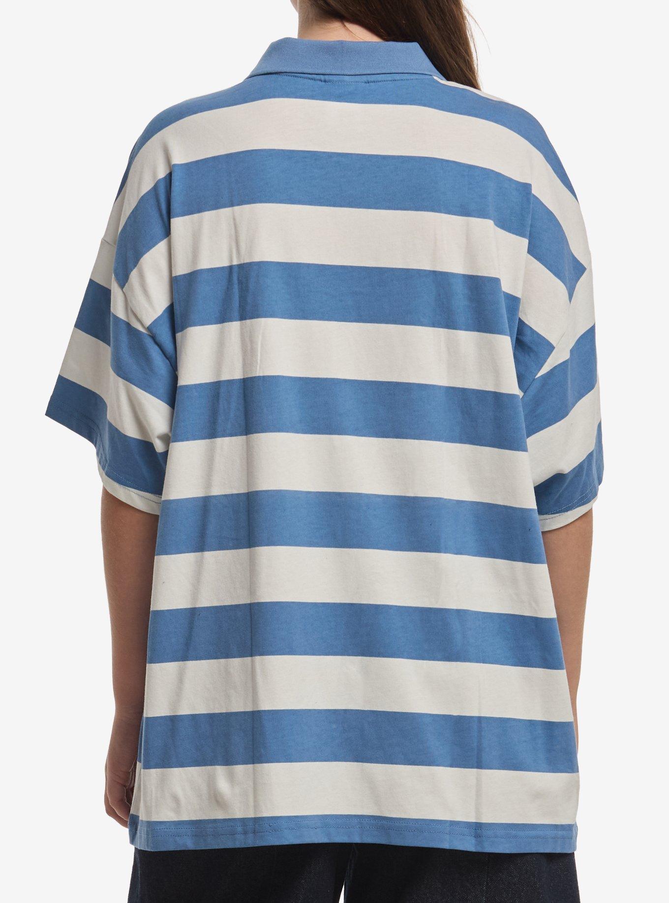 Chococat Sweets Stripe Girls Oversized Polo Shirt, BLUE, alternate - view 3