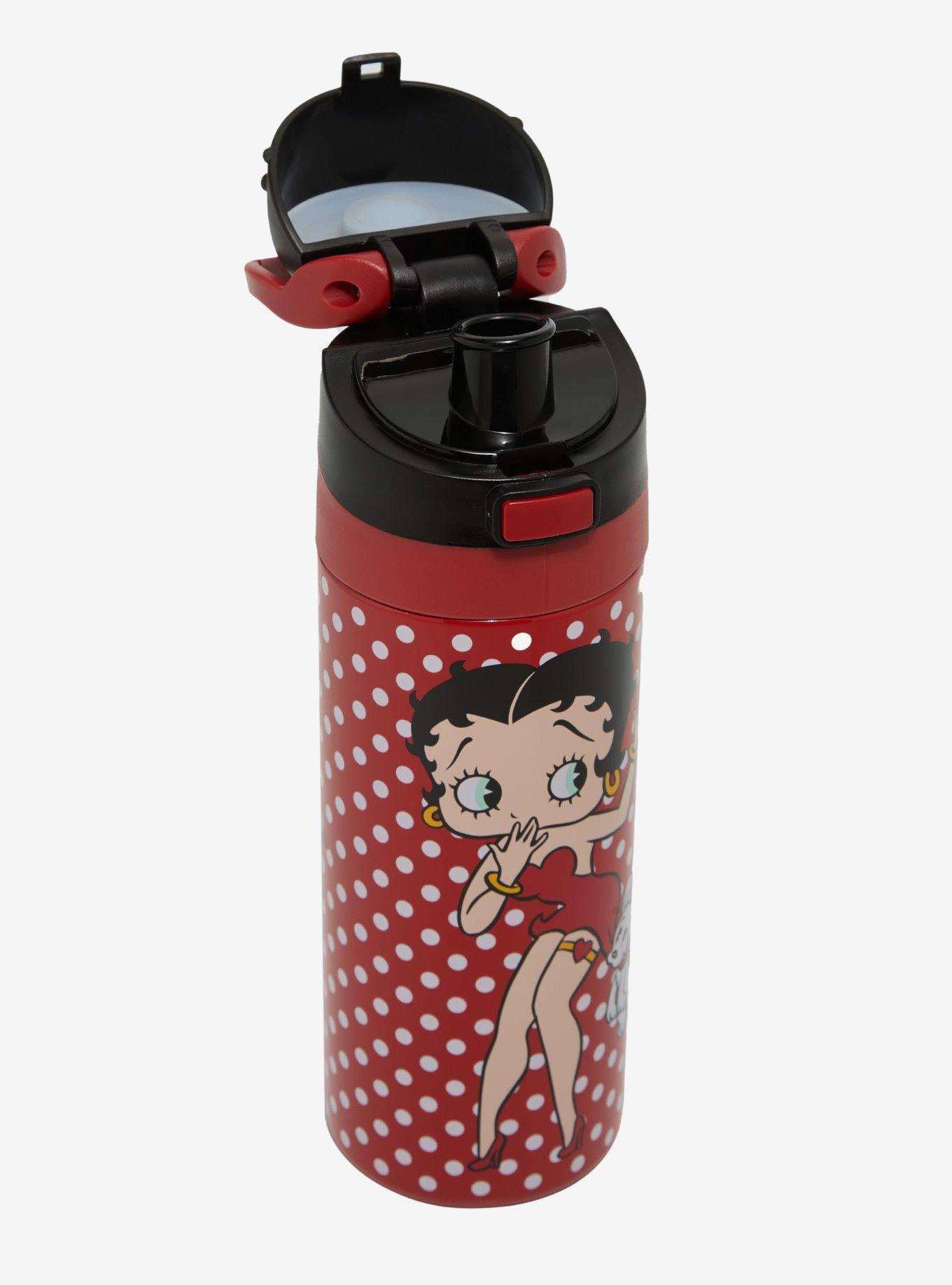 Betty Boop Polka Dot Stainless Steel Flip-Top Water Bottle, , hi-res